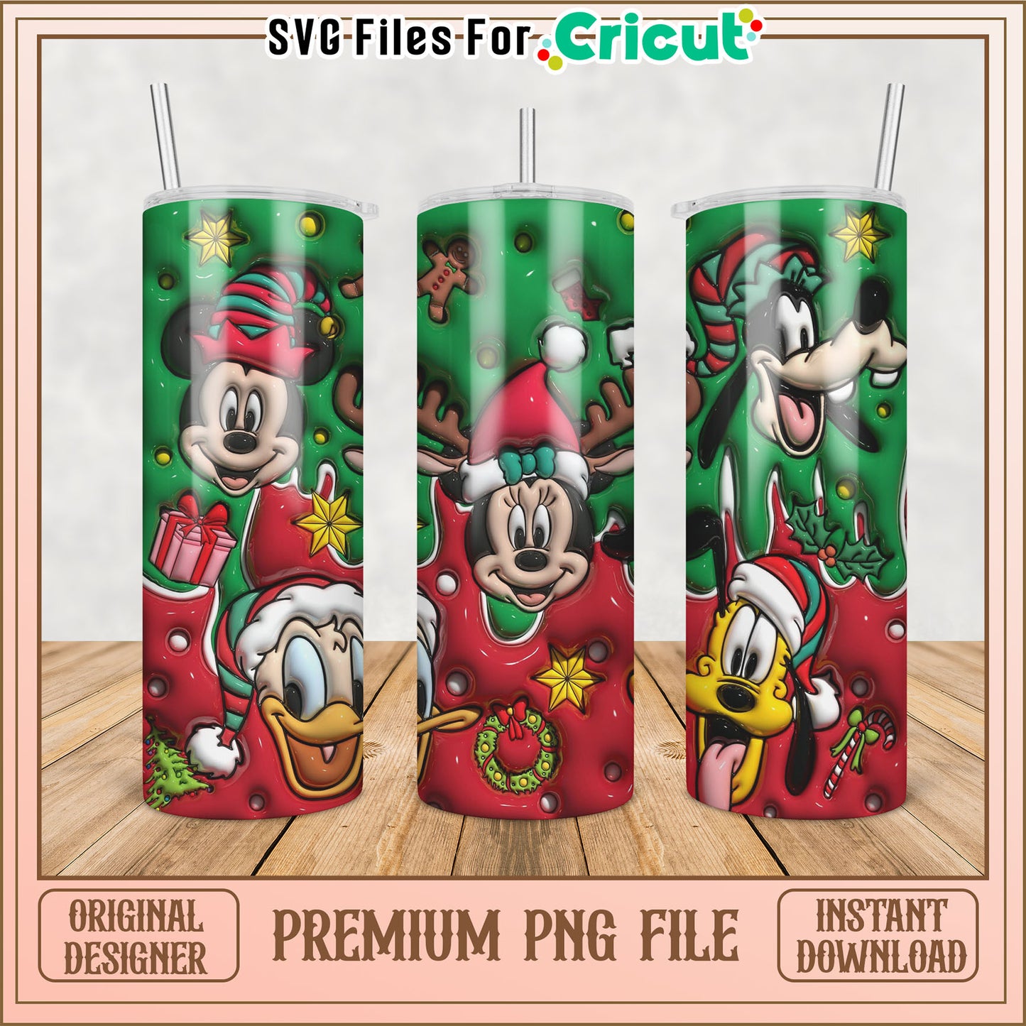 Festive Disney Tumbler PNG Design for Holiday Celebrations