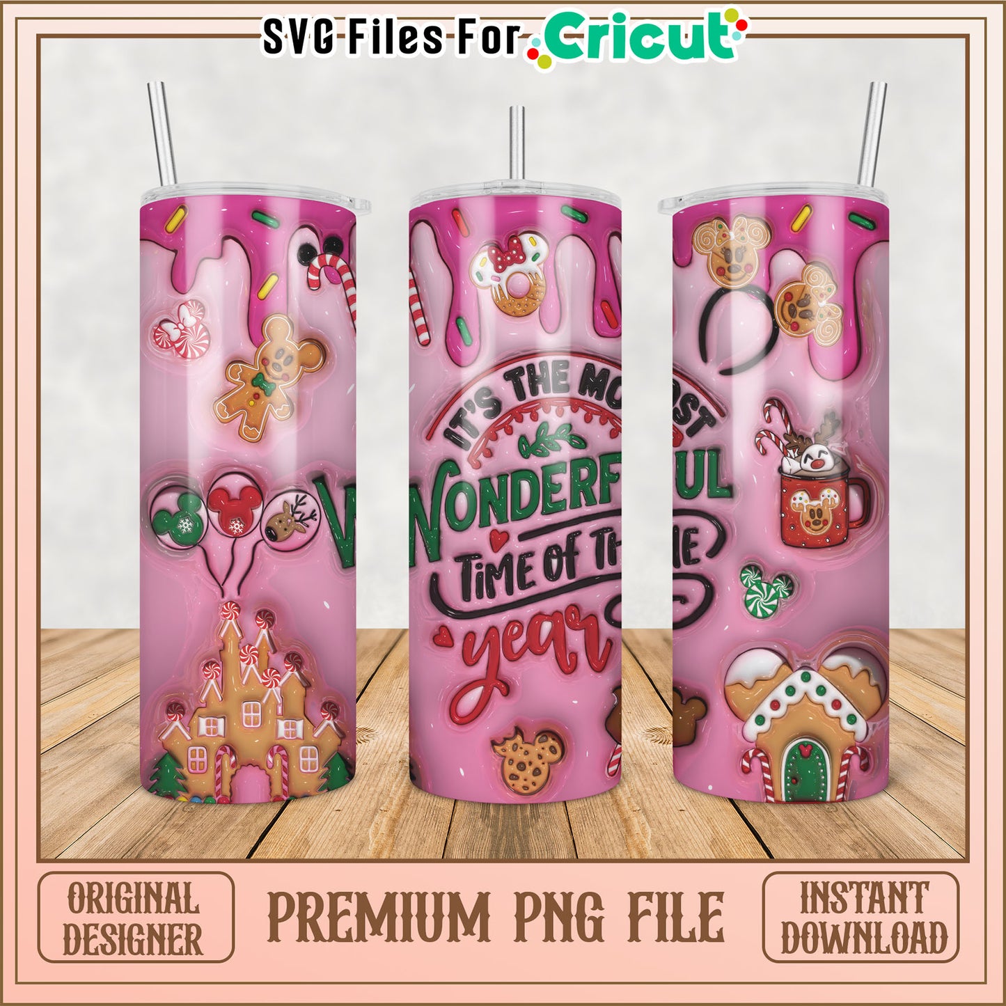 Festive Gingerbread Tumbler PNG for Cricut Holiday Creations