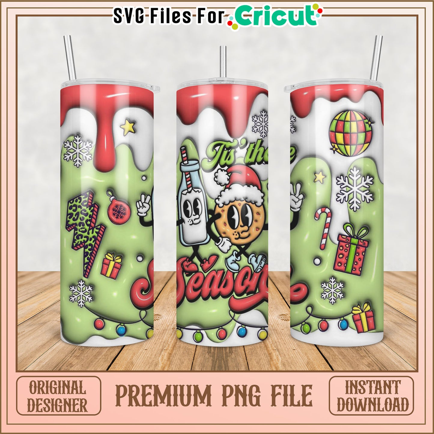 Festive Holiday Tumbler PNG File Perfect for Your Cricut Projects