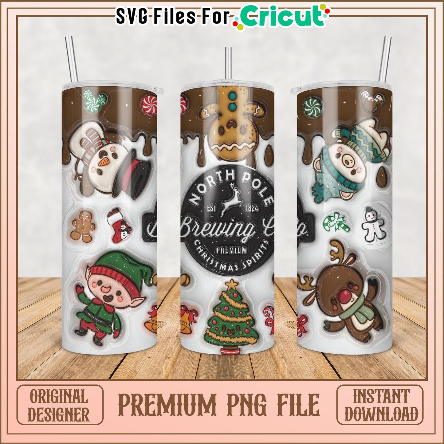Festive North Pole Tumbler Design PNG for Holiday Crafts and Decor