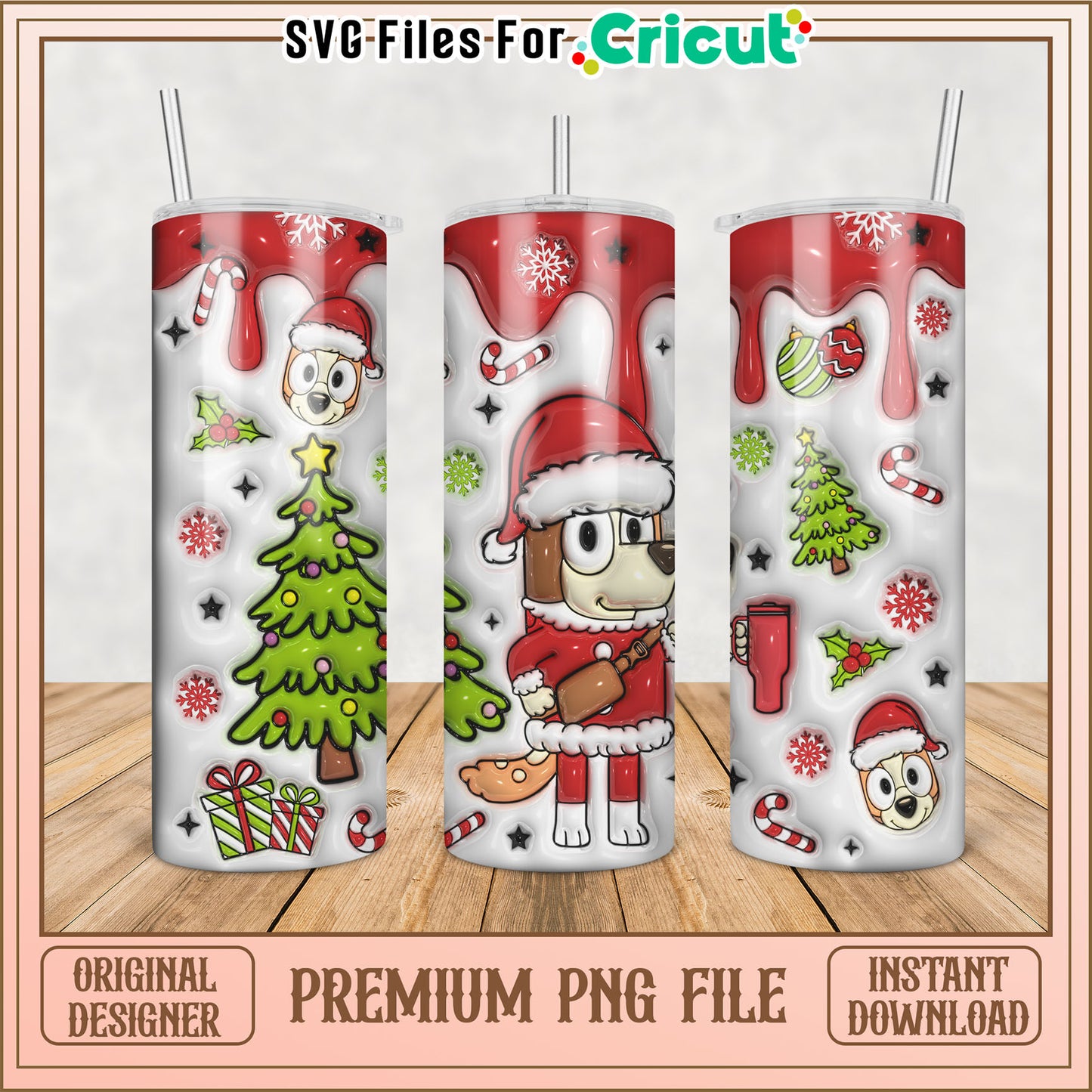 Festive Tumbler Design PNG for Cricut Halloween and Christmas Decor
