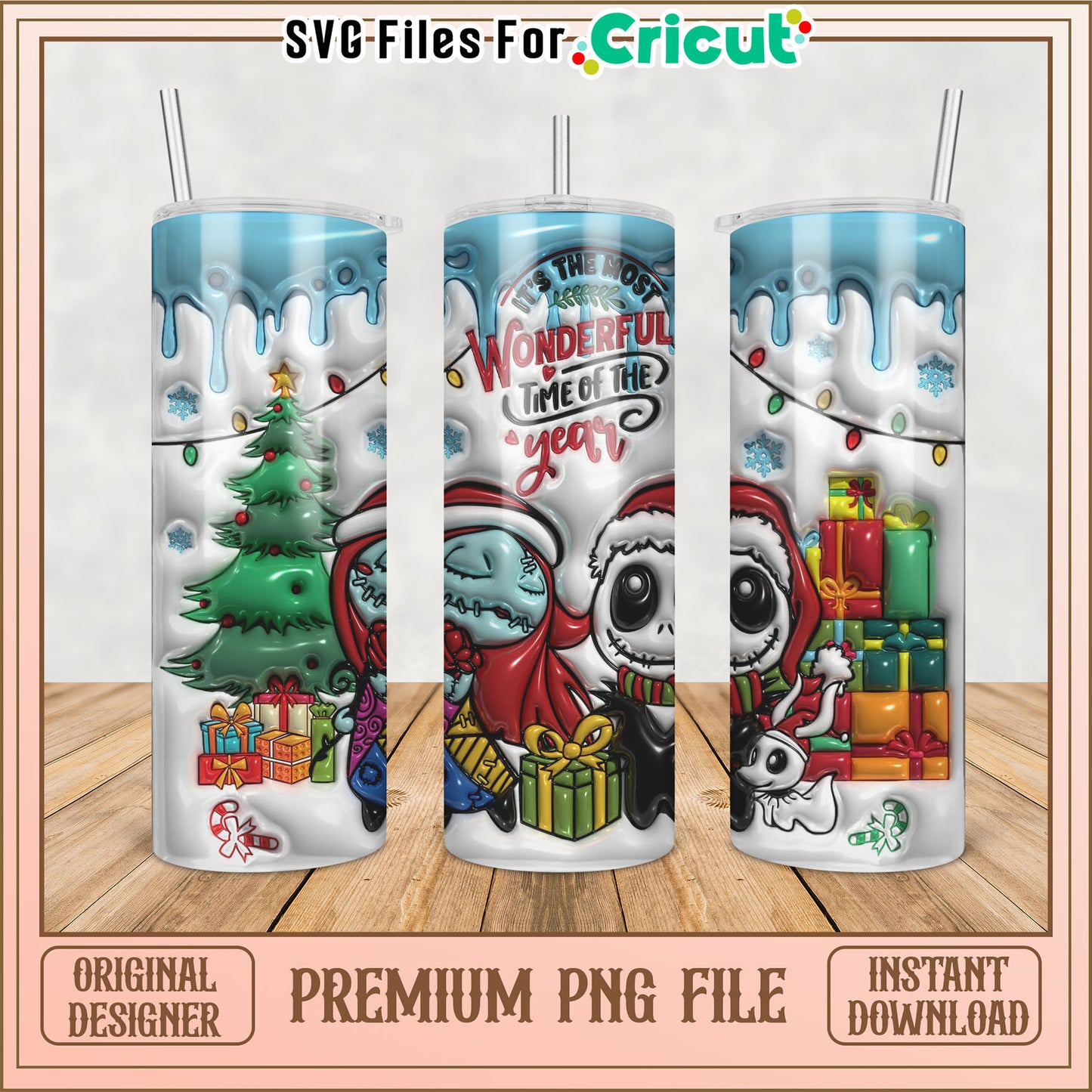 Festive Tumbler Design PNG for Cricut Perfect Holiday Gifts