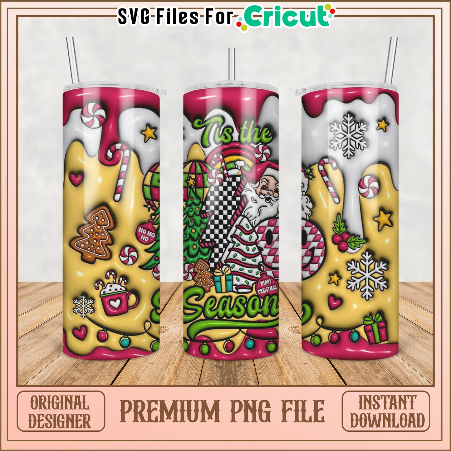 Festive Tumbler PNG Design for Christmas Season Crafts and Gifts