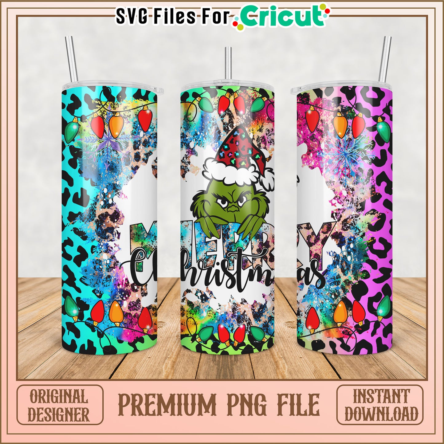 Festive Tumbler PNG Design for Christmas with Grinch Theme Decor