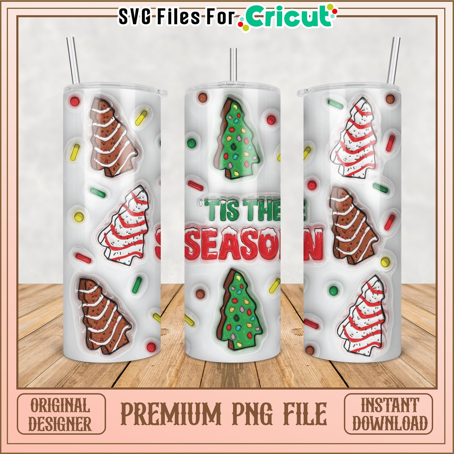 Festive Tumbler PNG File Perfect for Holiday DIY Crafts and Gifts
