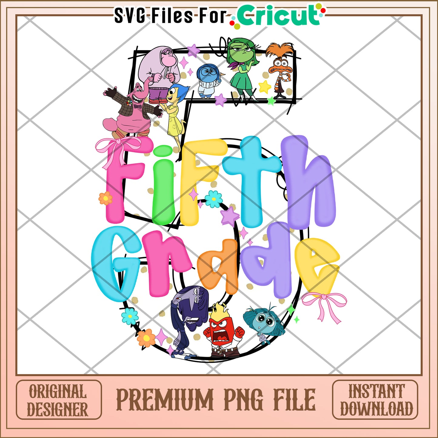 Fifth grade inside out design png, cute design png, back to school time png