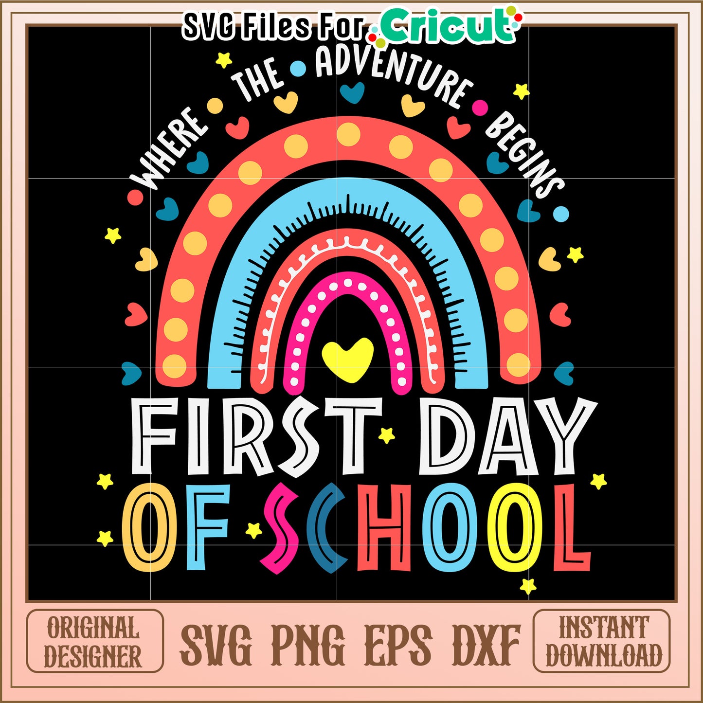 First Day of School Rainbow SVG Cut File