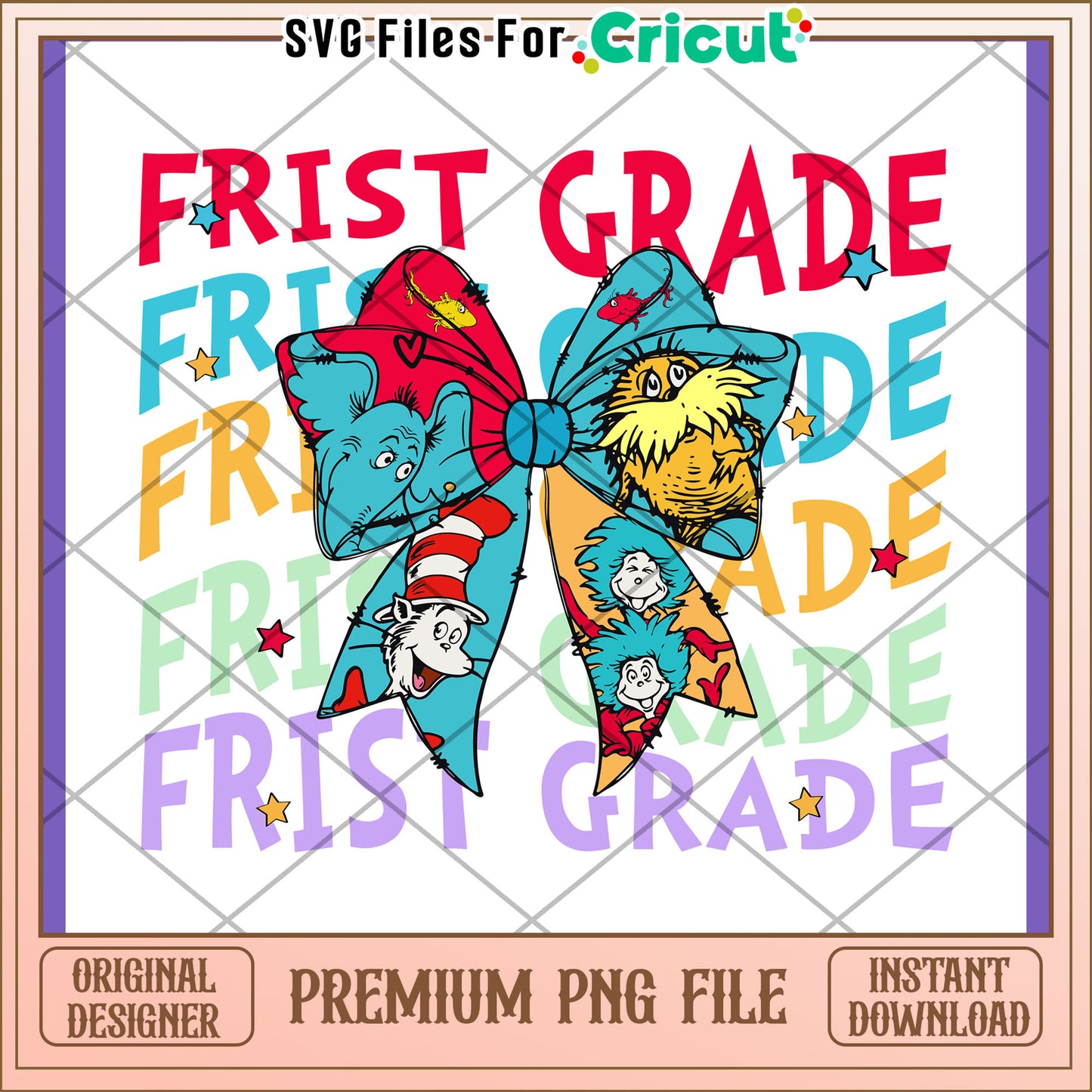First Grade Bow PNG Design Instant Download