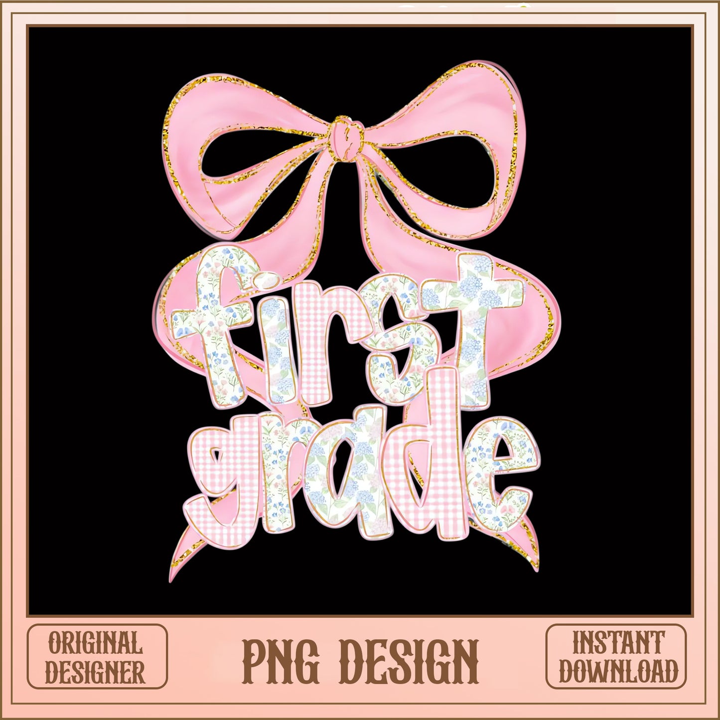 First Grade Pink Bow PNG, Coquette School Girl PNG, Back To School PNG