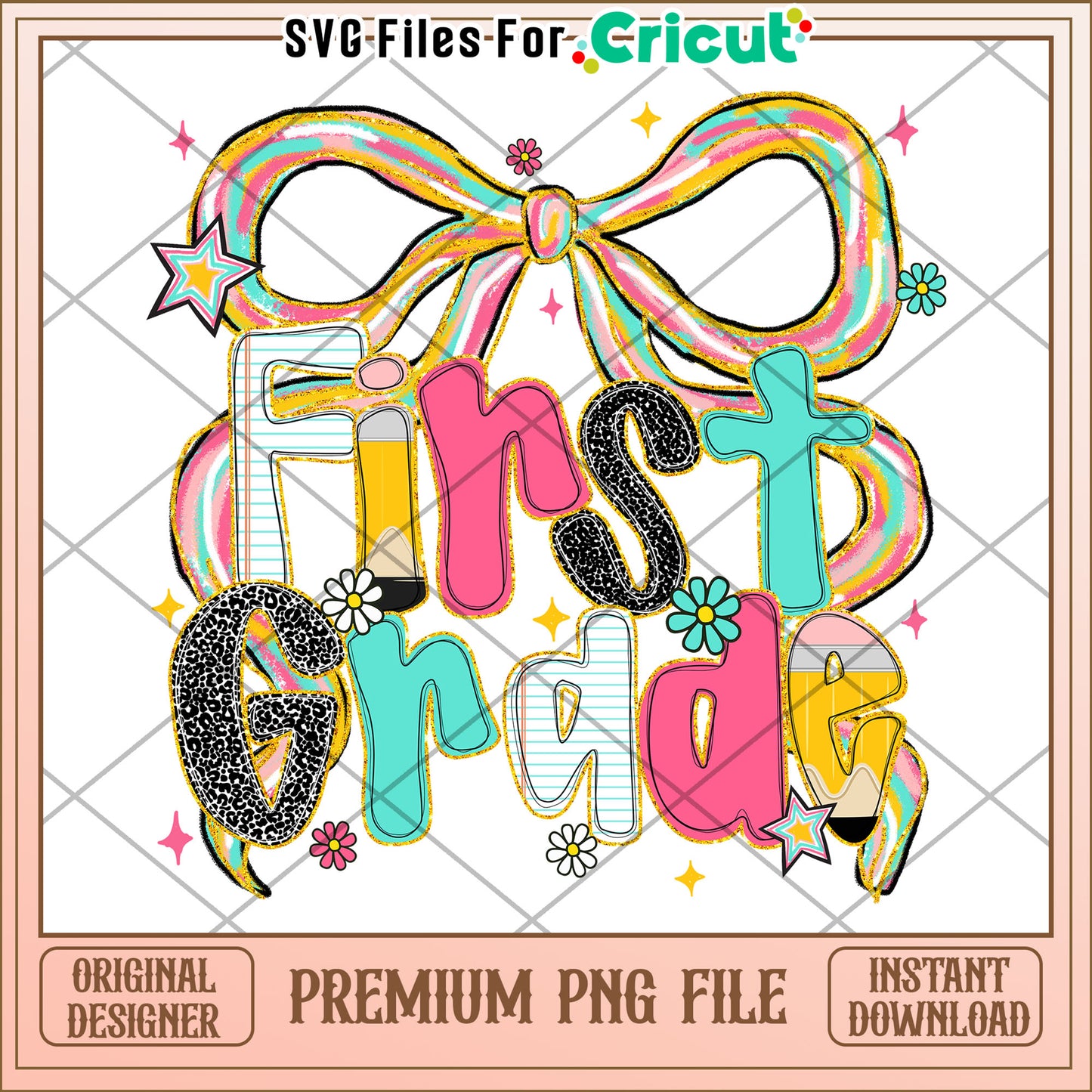 First grade design png, cute design png, back to school time png