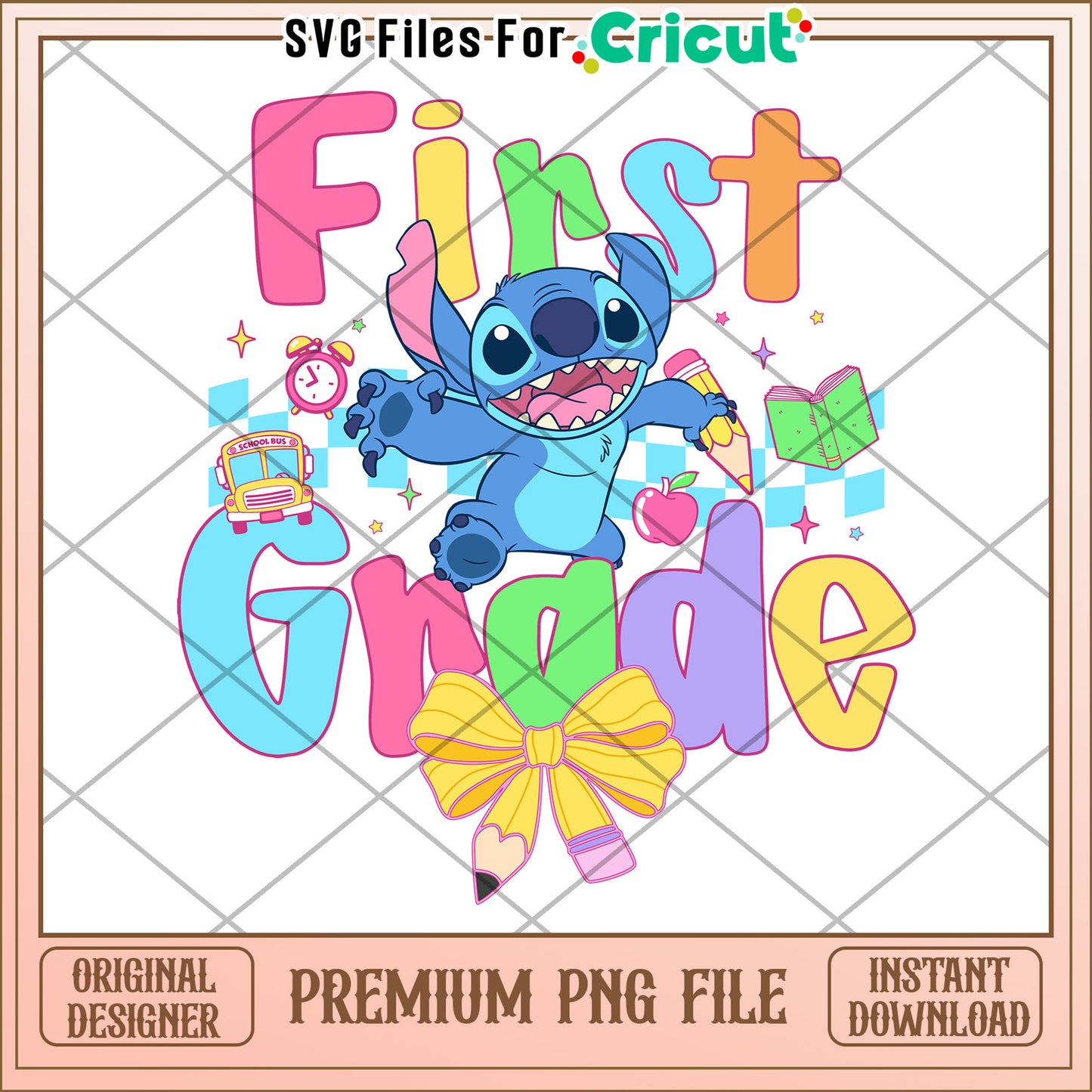 First grade stitch design png, making learning fun png, back to school png