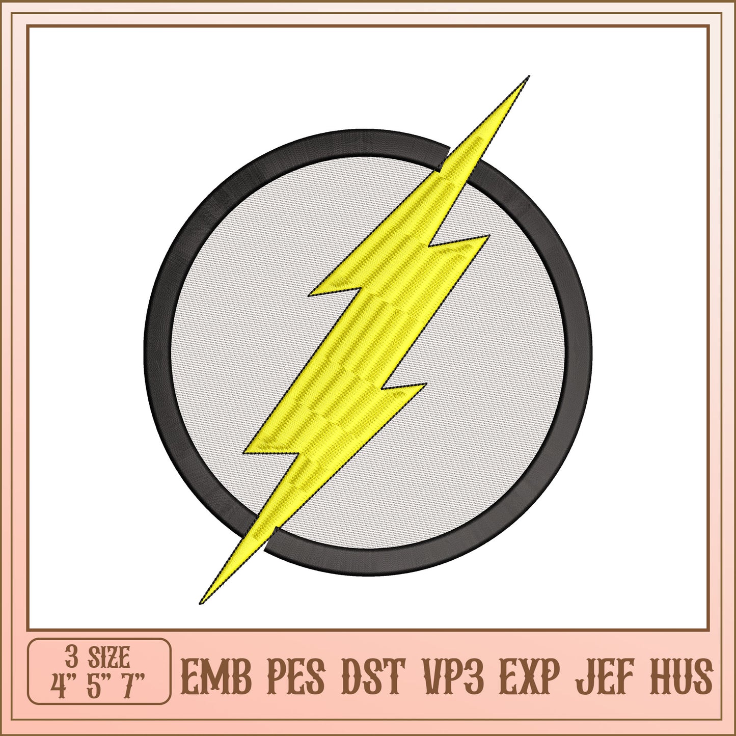 Flash Symbol Embroidery Design - EMB PES DST