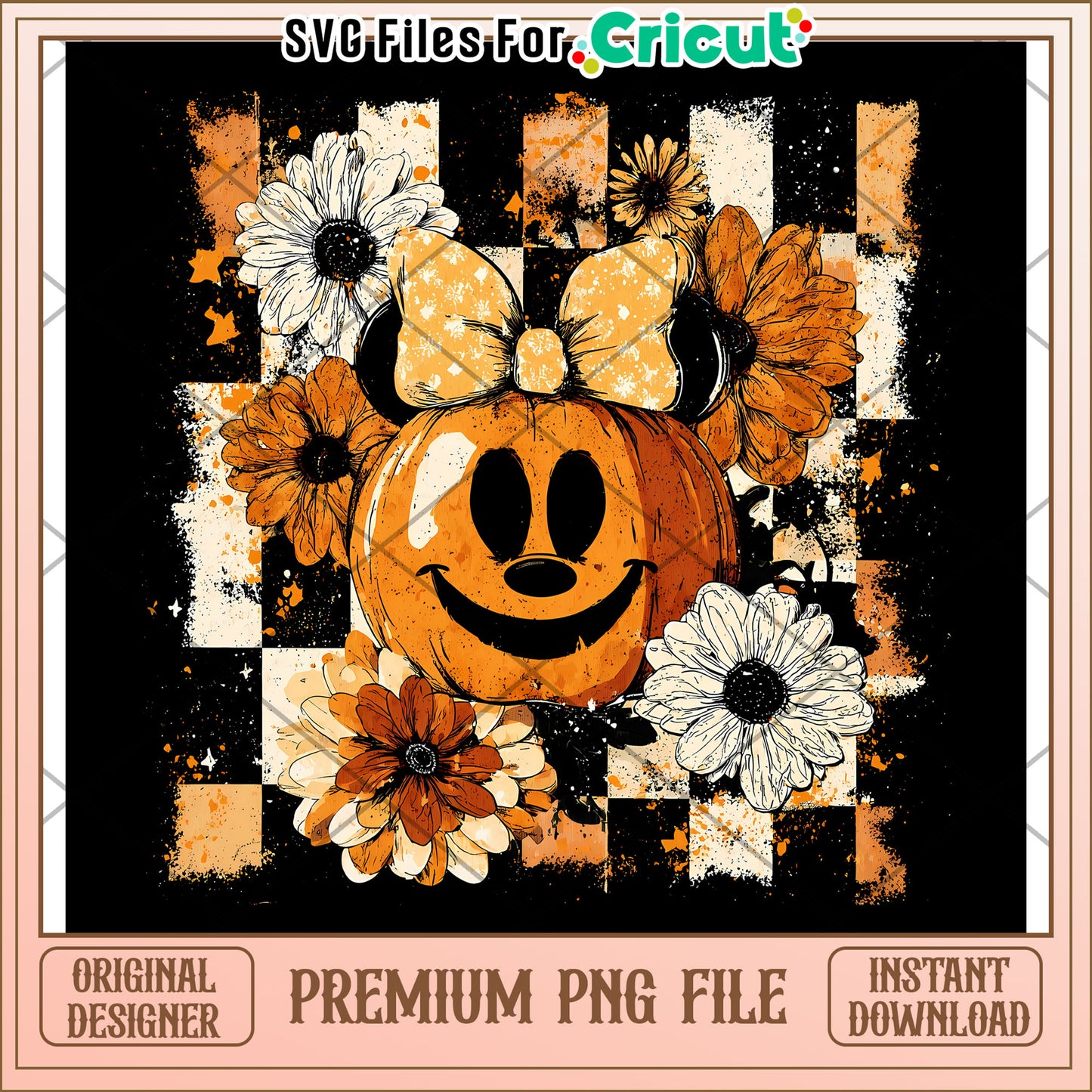 Floral Fall Pumpkin minnie png, halloween costumes png, halloween desigin png