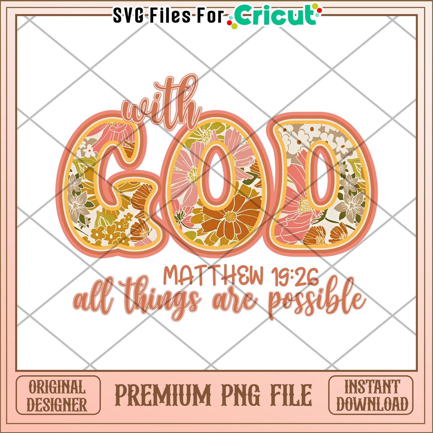 Floral God PNG Matthew 1926 Printable