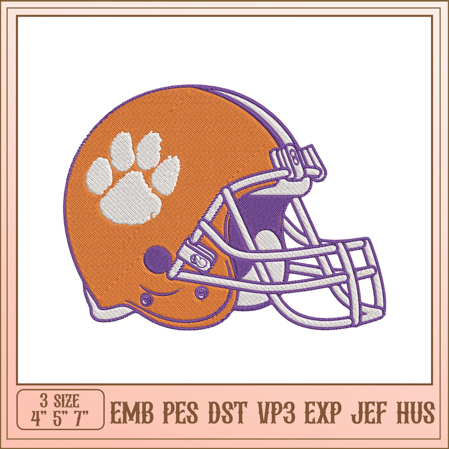 Football Helmet Embroidery Design