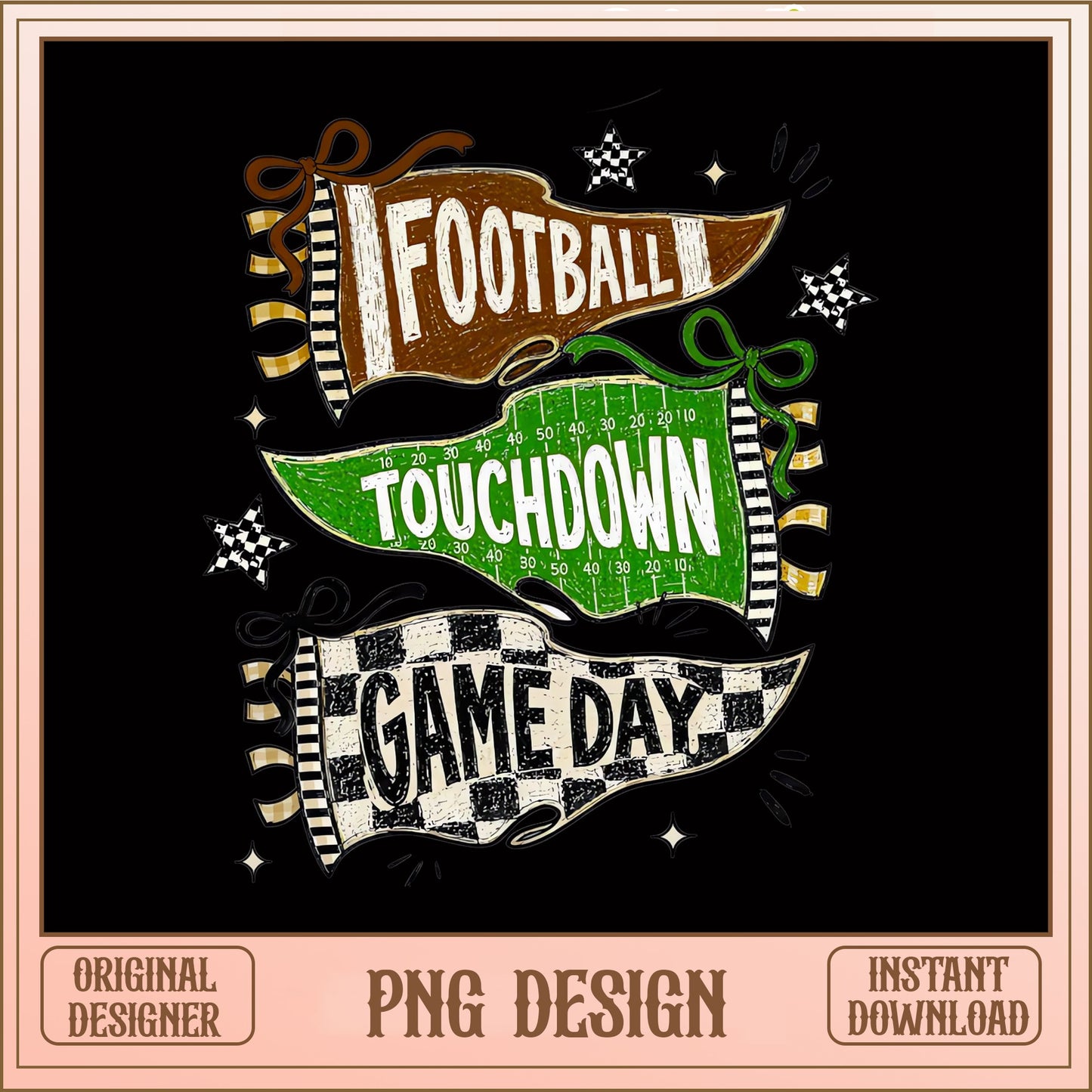 Football Touchdown Game Day Pennant PNG, Football PNG, Game Day PNG
