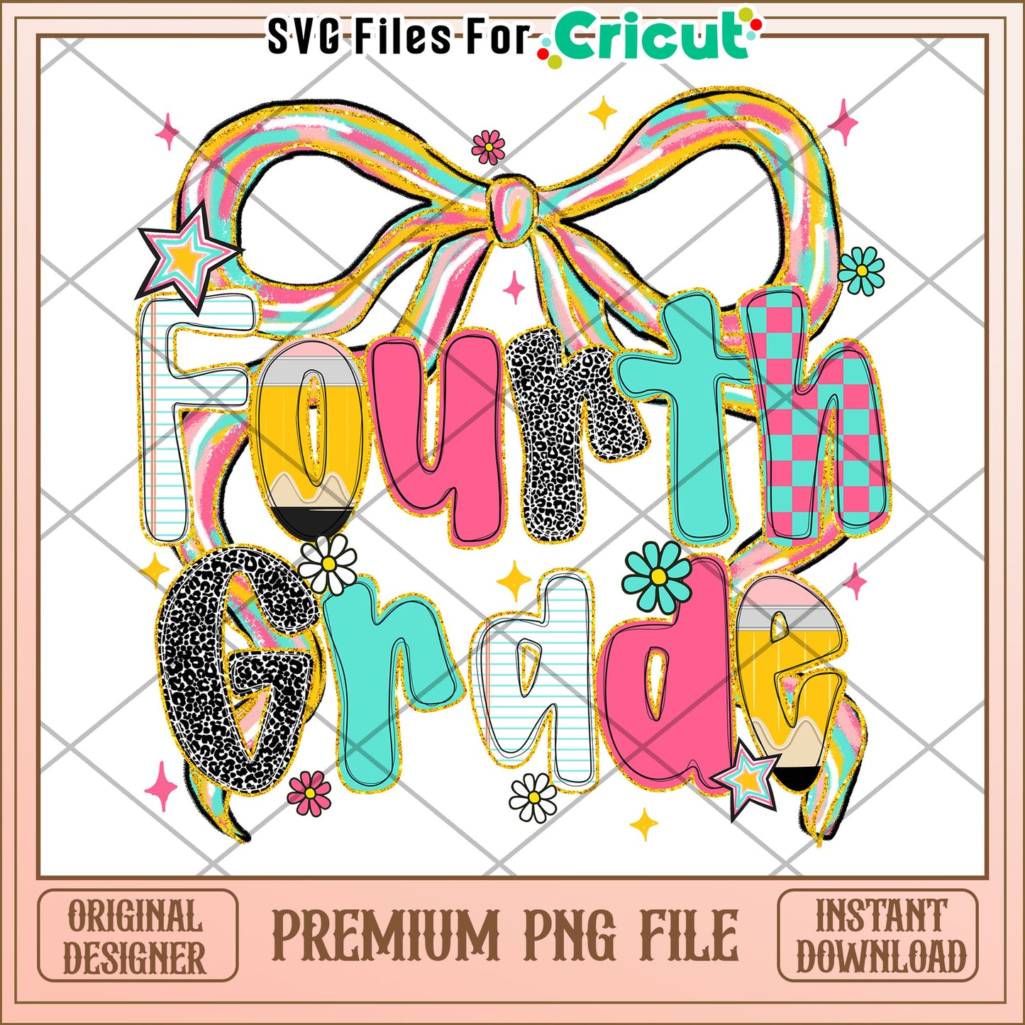 Fourth grade back to school png, cute design png, back to school time png