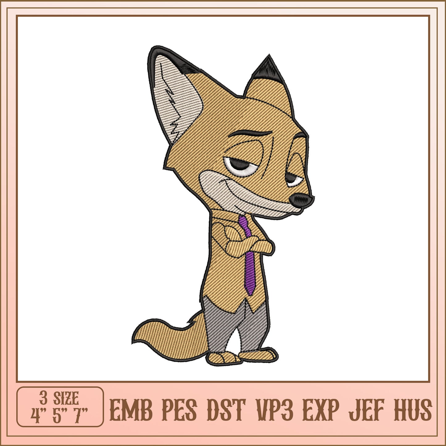 Fox Embroidery Design - 3 Sizes
