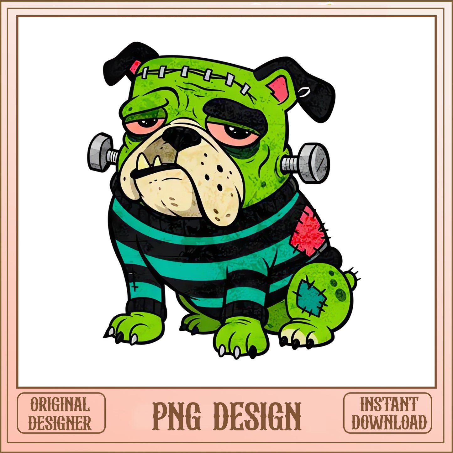 Frankenstein Bulldog PNG, Halloween Dog PNG, Spooky Dog PNG