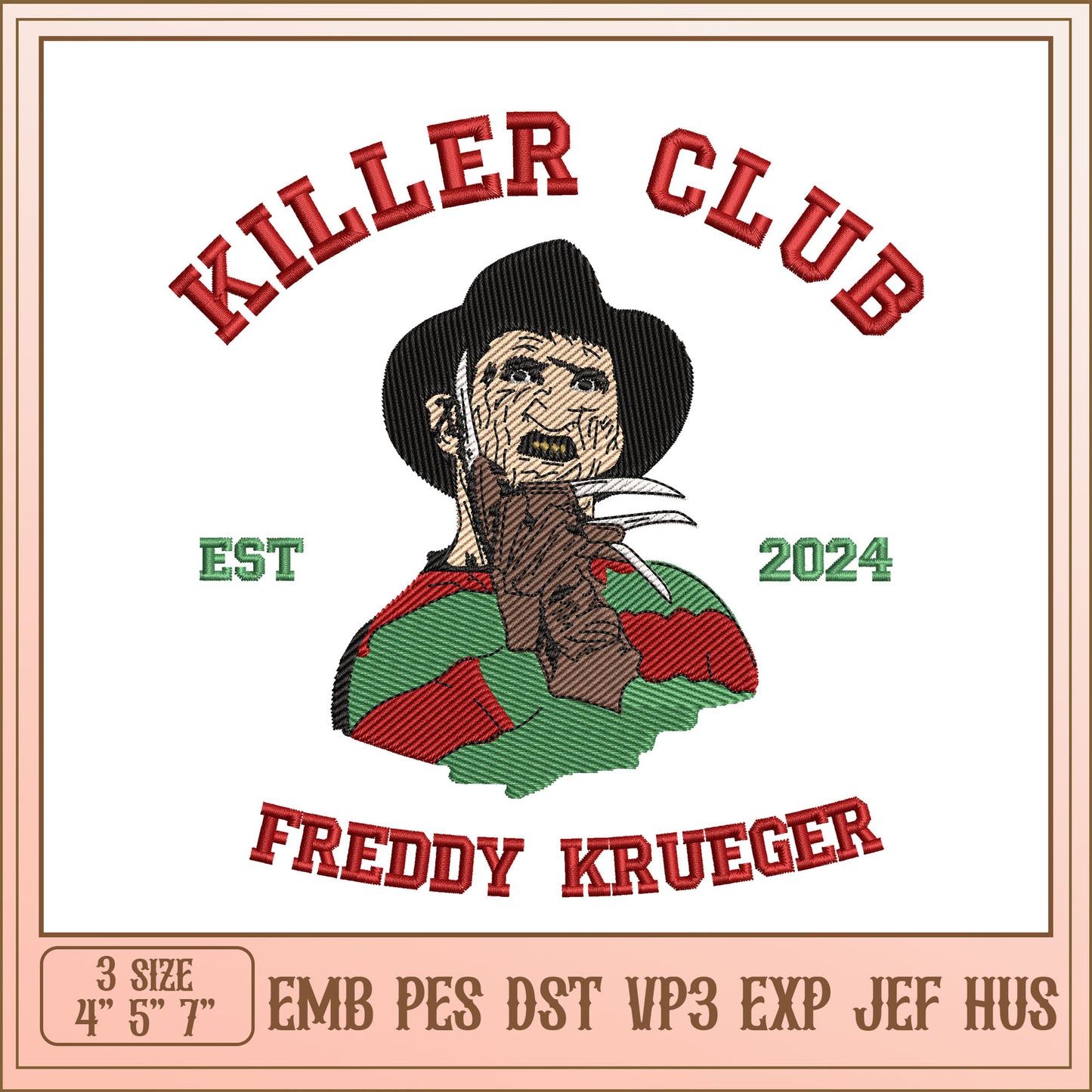 Freddy Krueger Embroidery Design