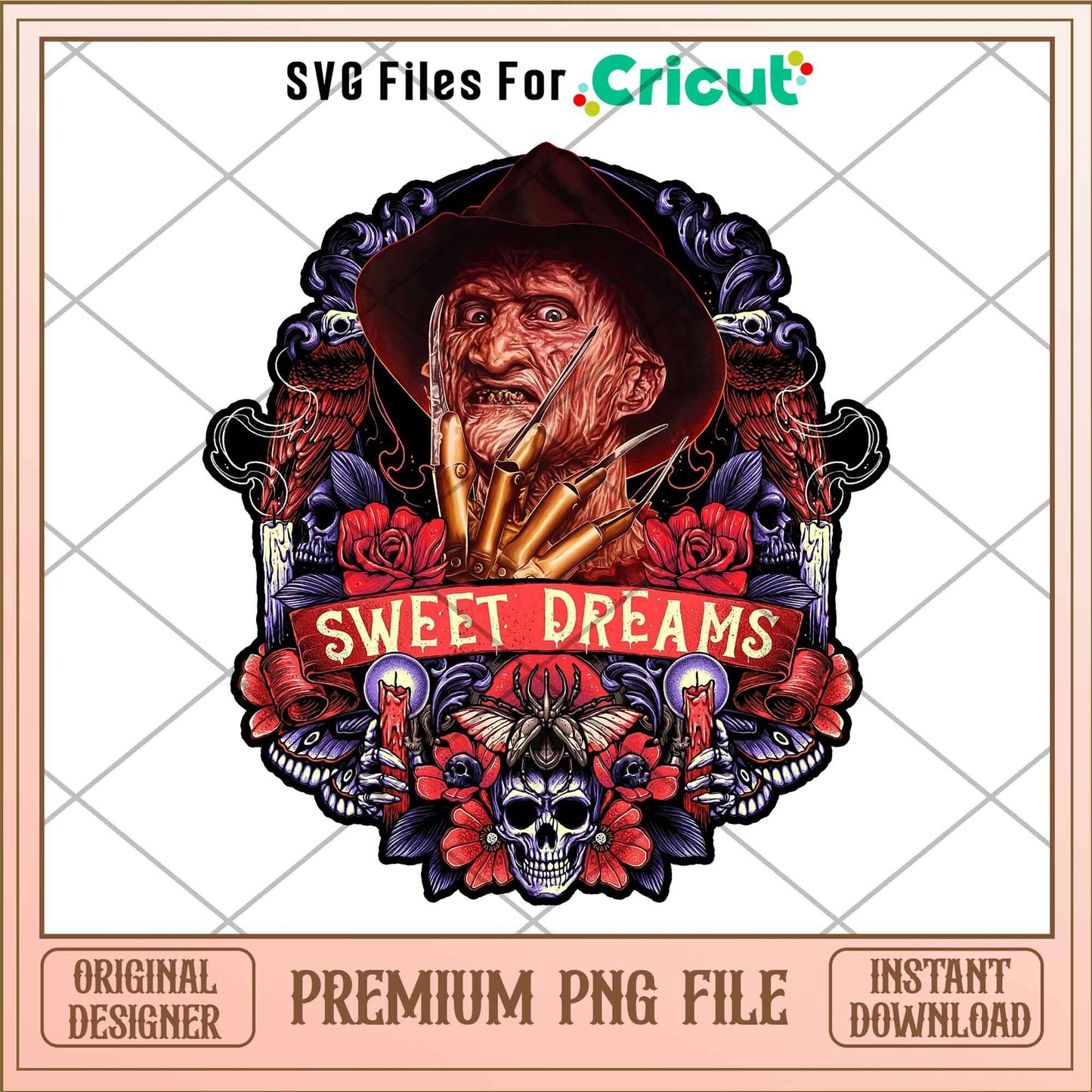 Freddy Sweet Dreams png, Horror characters png, Digital Download