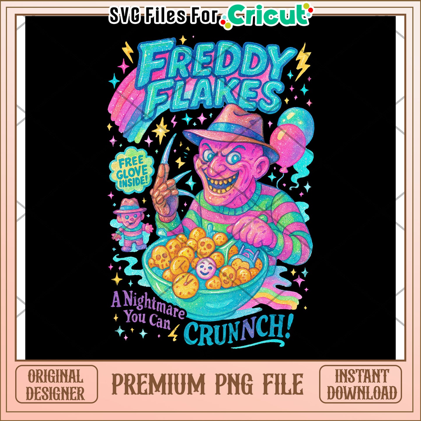Freddy flakes png, spooky halloween png, halloween killers png