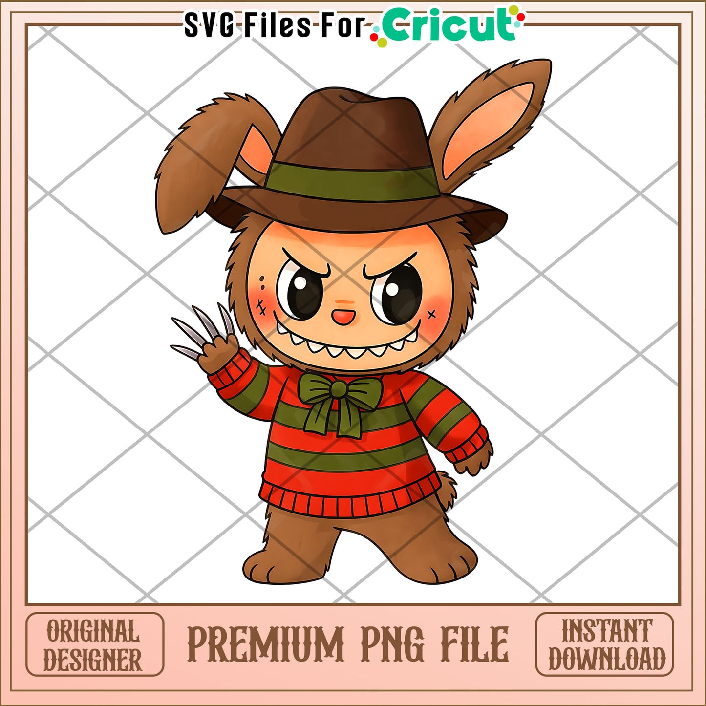 Freddy krueger labubu png, lovely labubu png, halloween art png