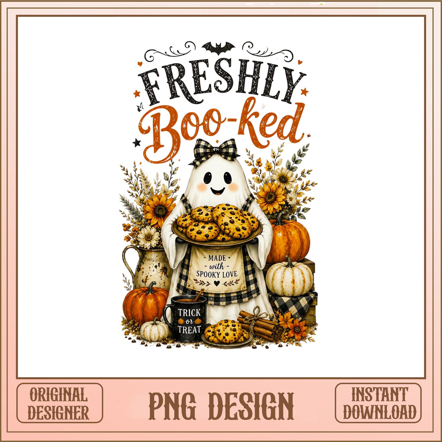 Freshly Boo-ked Ghost Halloween PNG, Spooky Ghost PNG, Fall PNG