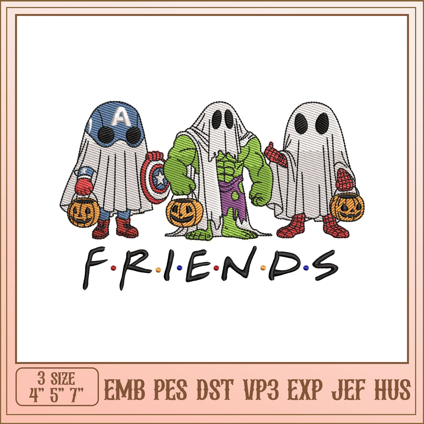 Friends Halloween Ghost Embroidery