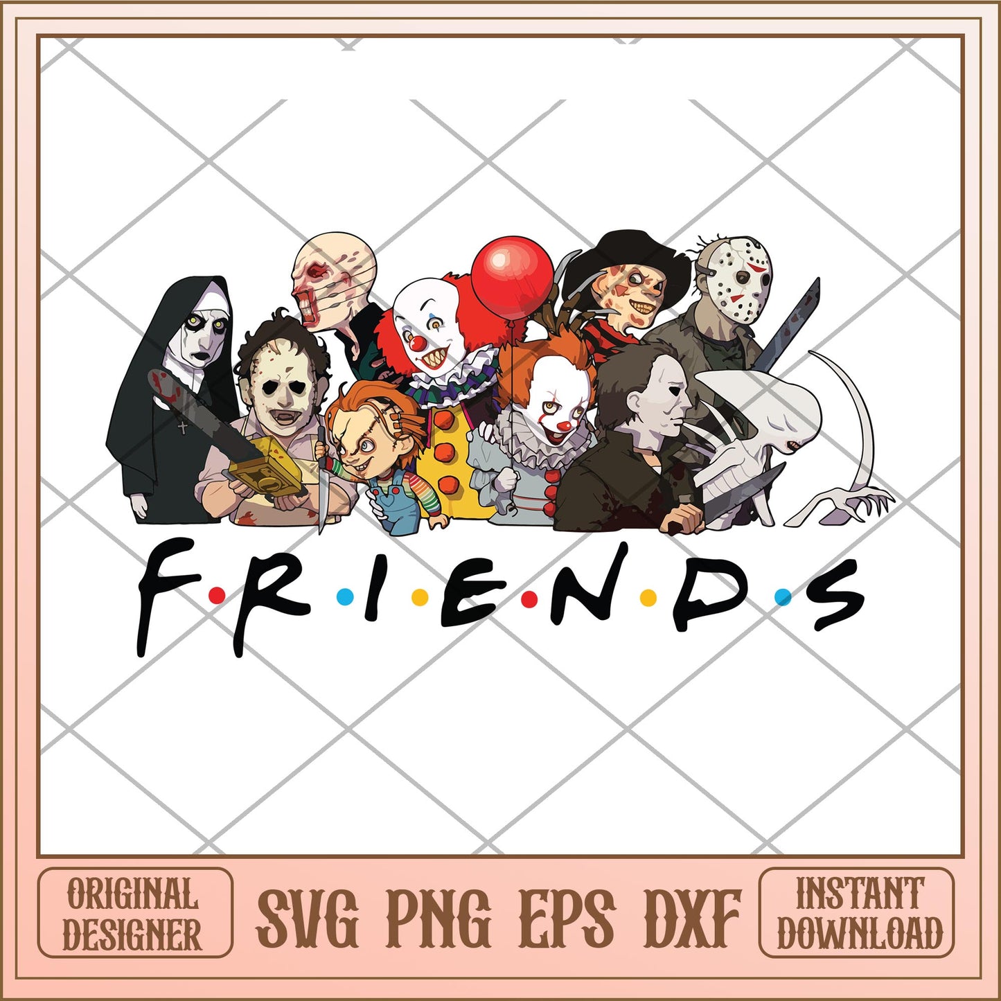 Friends Horror Movie Creepy Halloween svg, Horror Movie characters svg, digital download