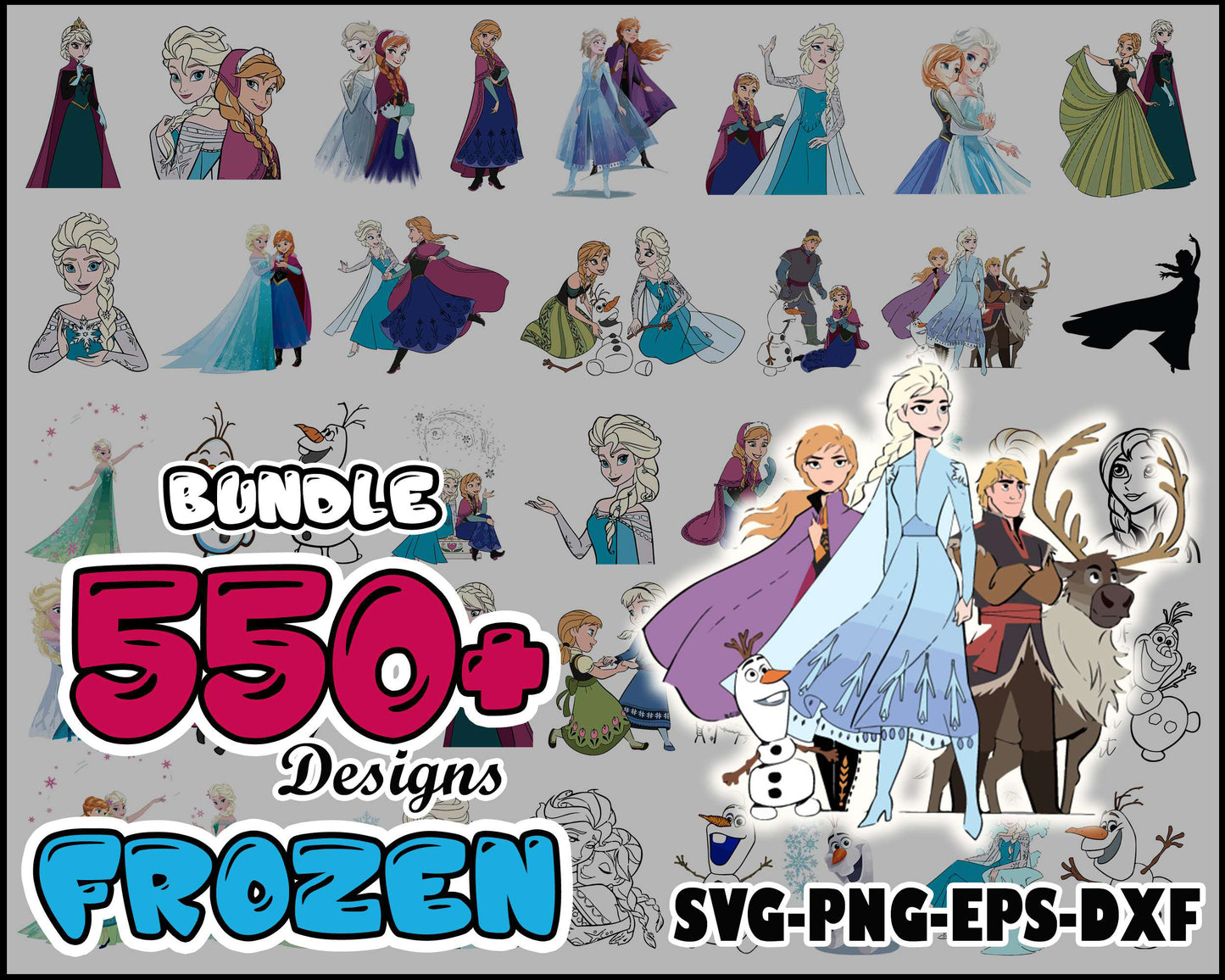 Frozen characters bundle svg, anna elsa svg, frozen characters svg