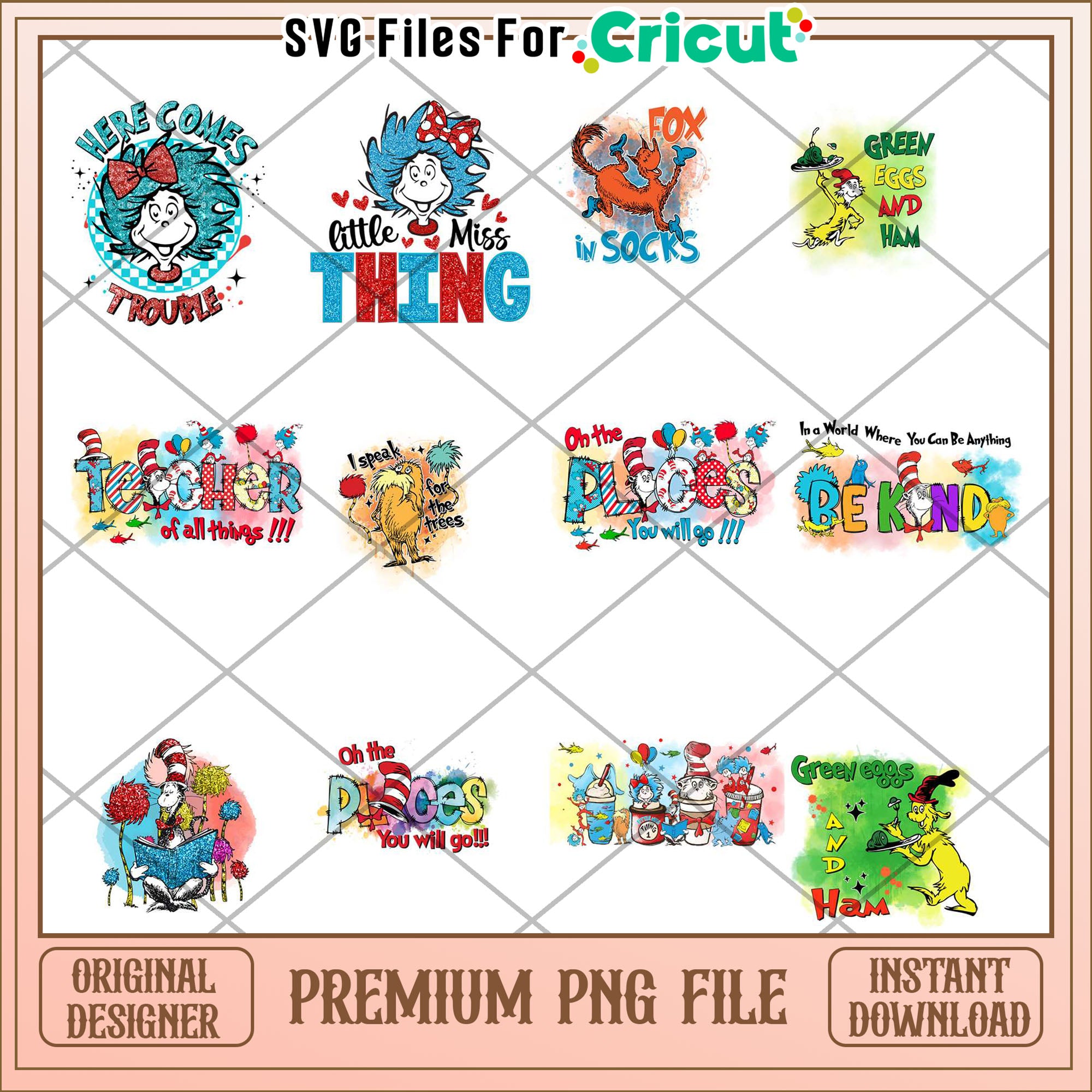 Fun Dr Seuss Inspired Bundle Premium PNG Download – svg files for cricut
