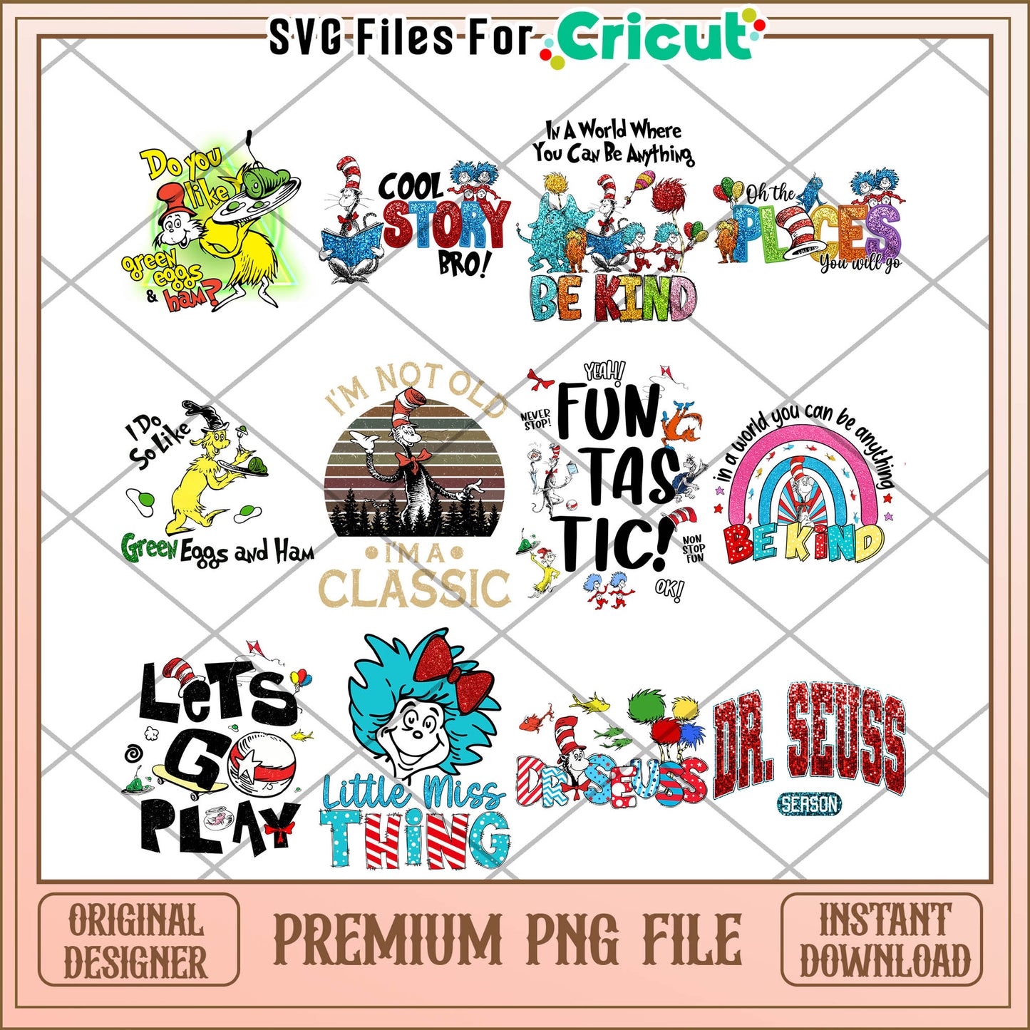 Fun Dr Seuss Quote Bundle Premium PNG Files for Crafts