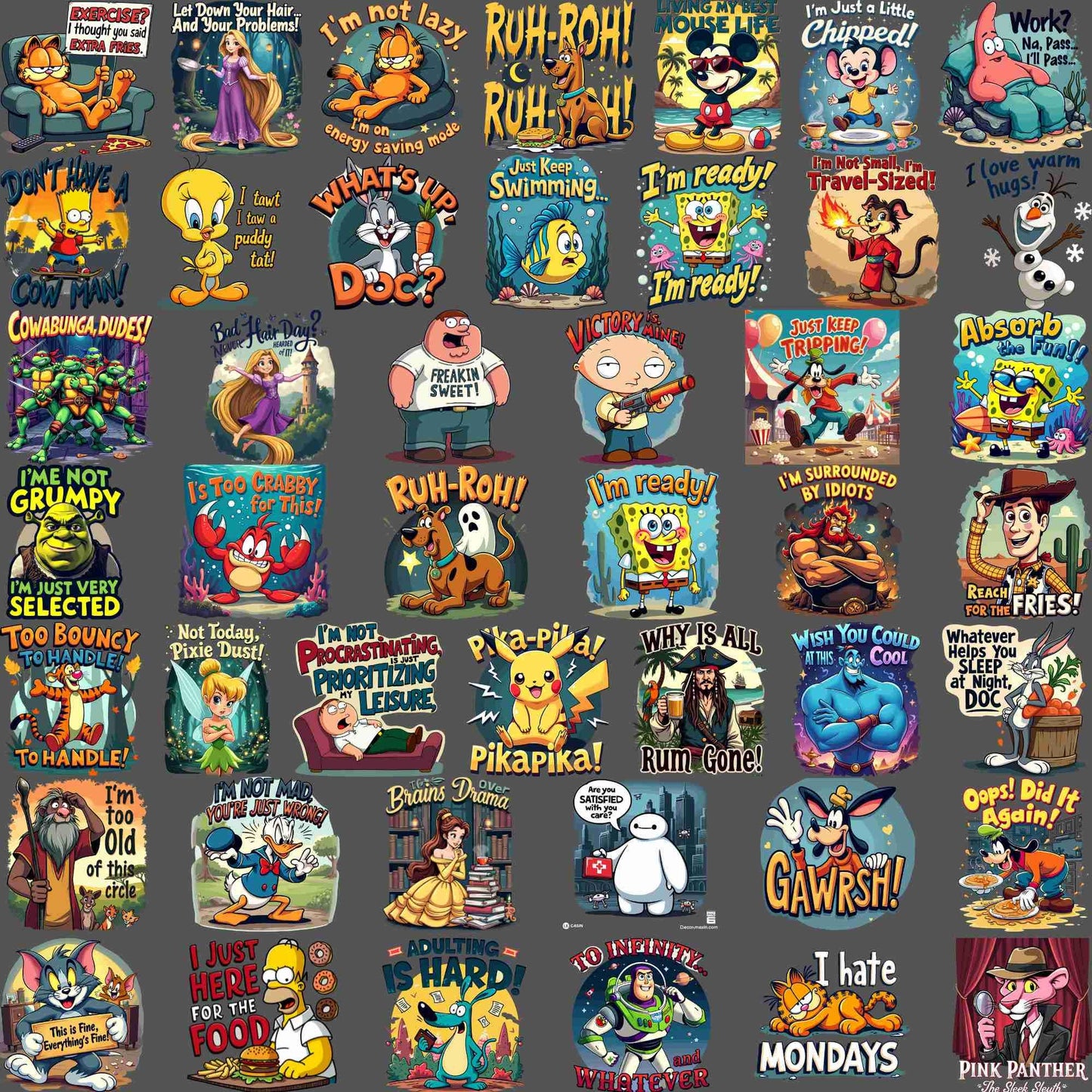 Funny Cartoon Character Png Bundle, Retro Cartoon Png, Disney Princess Png