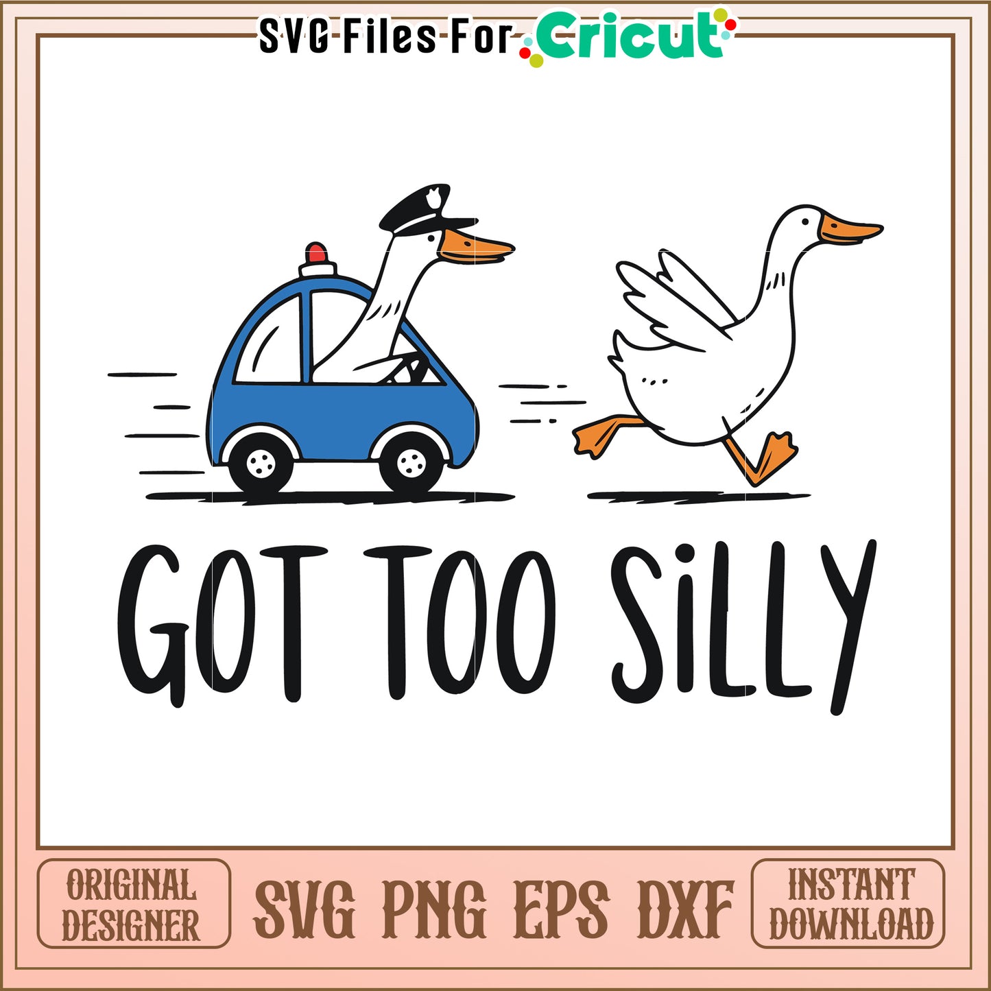 Funny Goose Police Car SVG