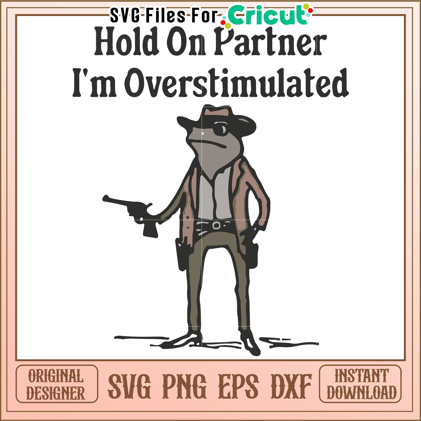 Funny Overstimulated Frog Cowboy Illustration, Perfect for Decor