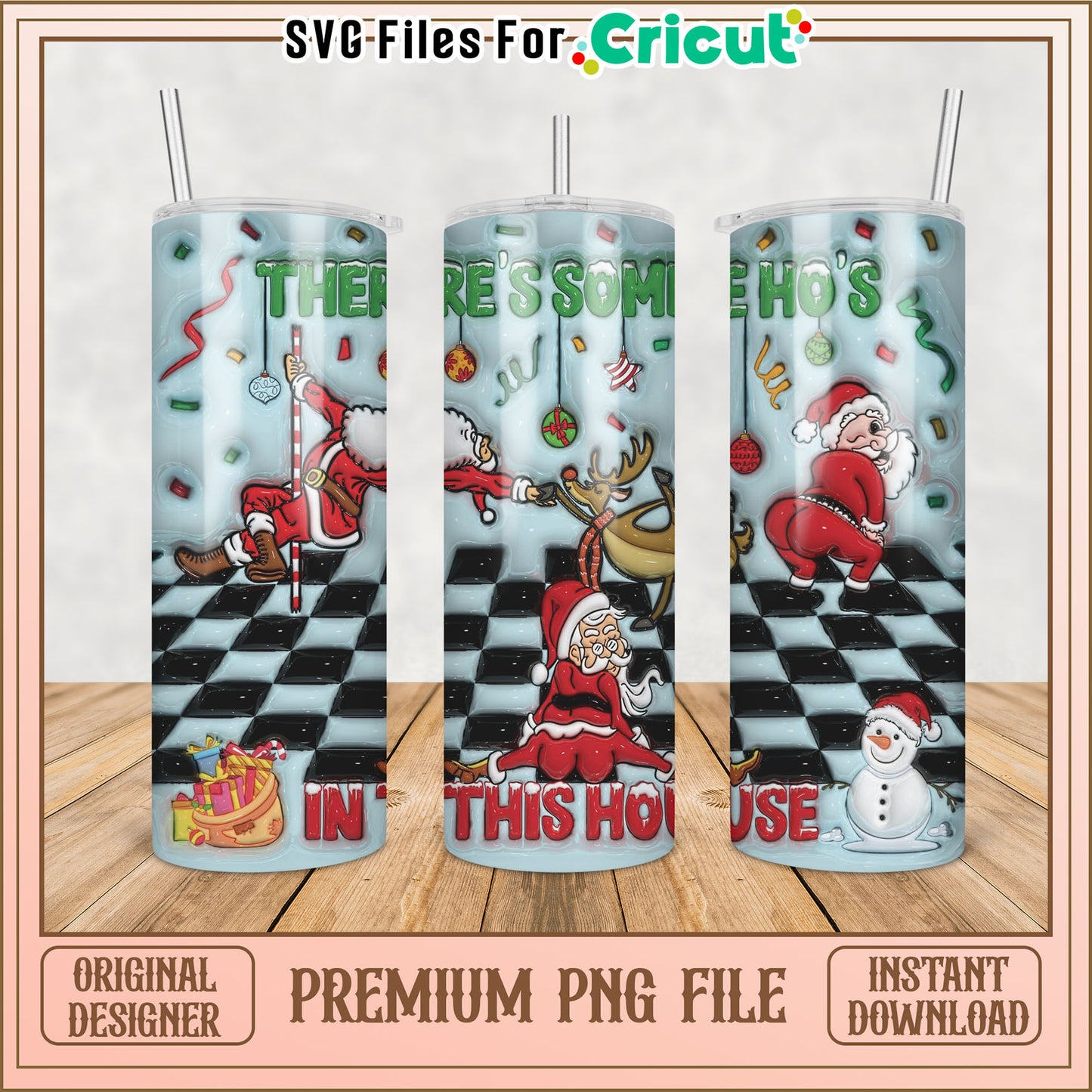 Funny Santa Tumbler PNG Sublimation