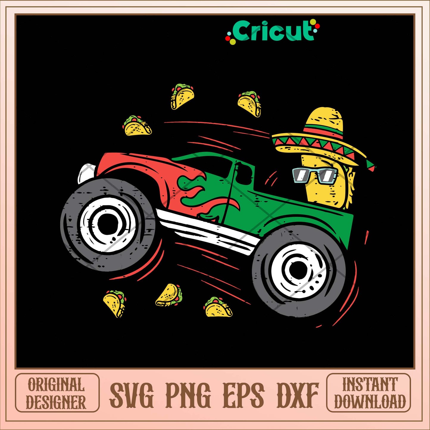 Funny Taco Driving Monster Truck Svg