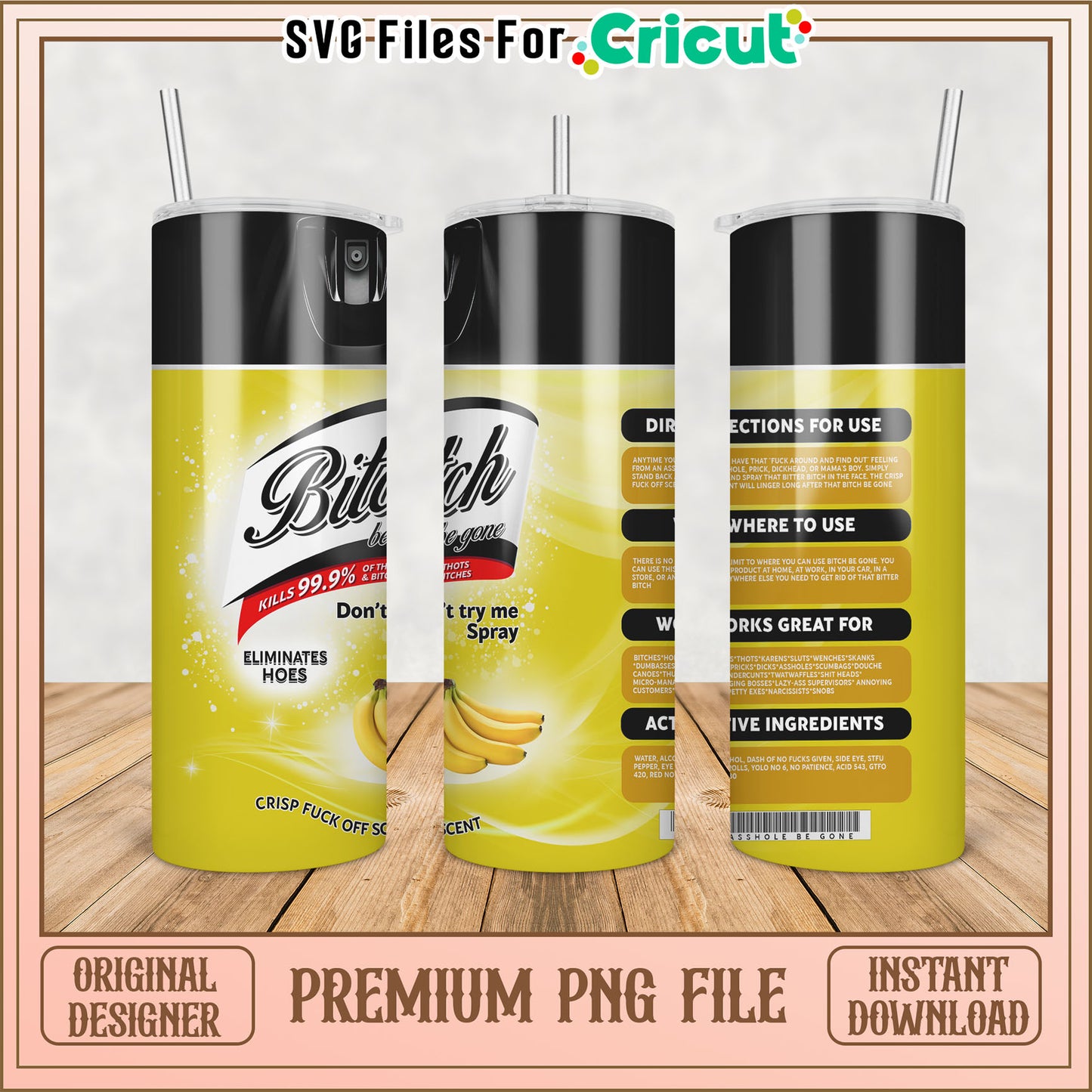 Funny Tumbler Product PNG File for Cricut Instant Download 65 Characters