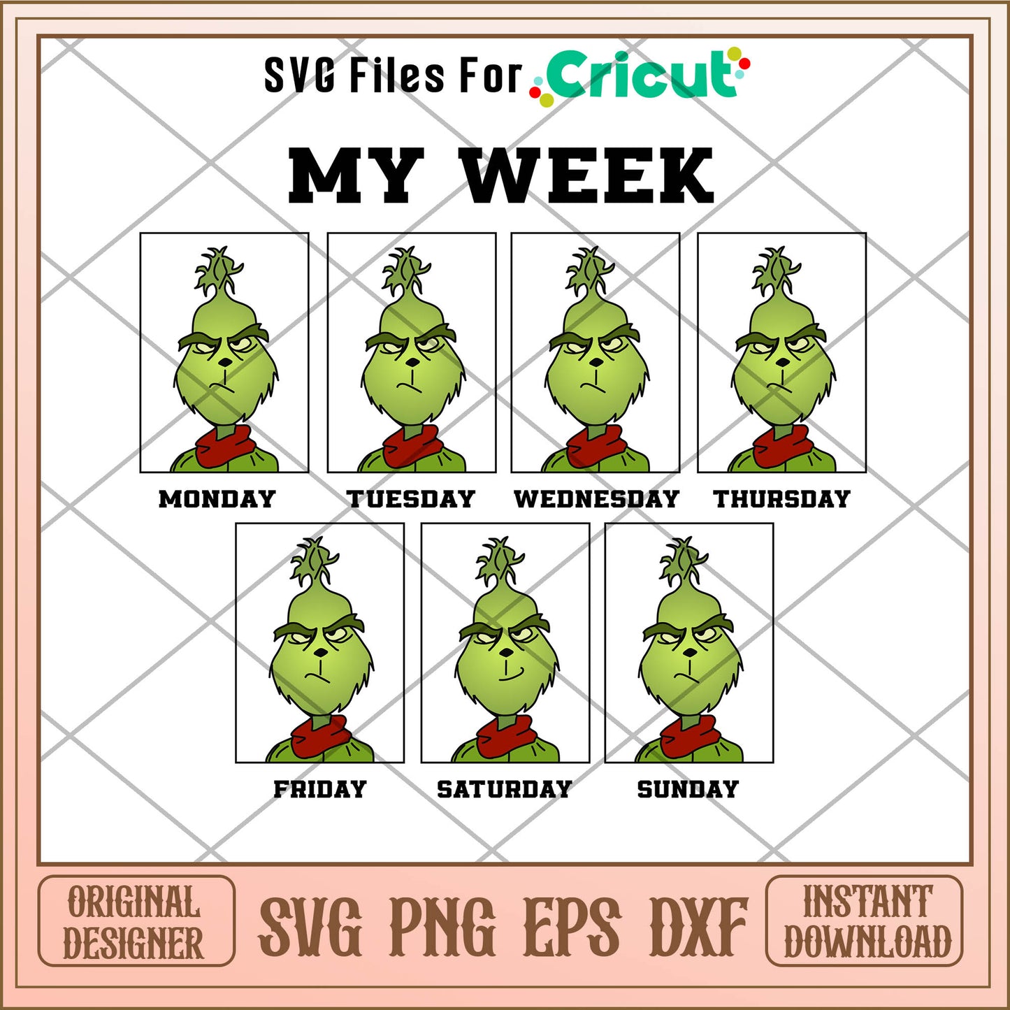 Funny grinch my week and holiday christmas svg, grinch cartoons svg