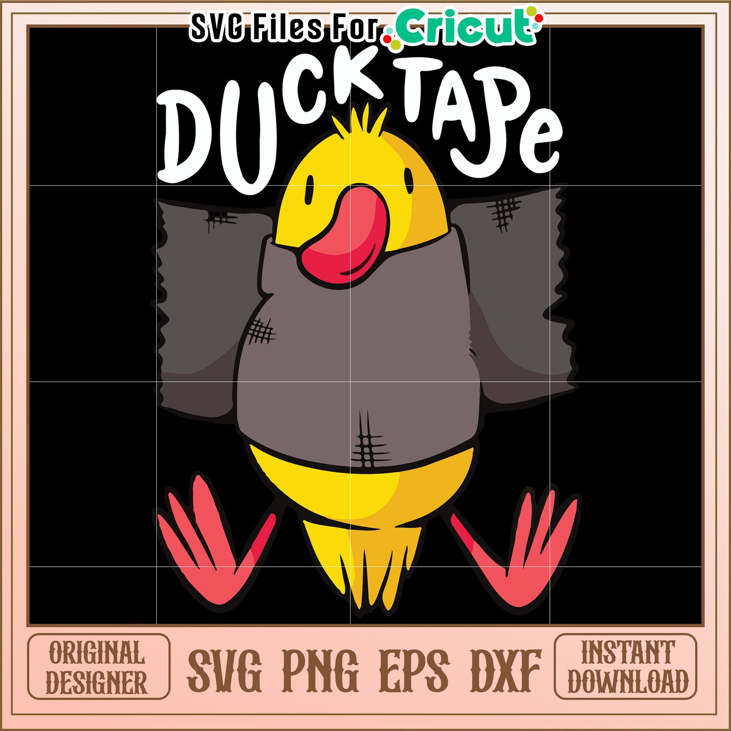 Funny cartoon duck with duct tape, perfect for playful designs
