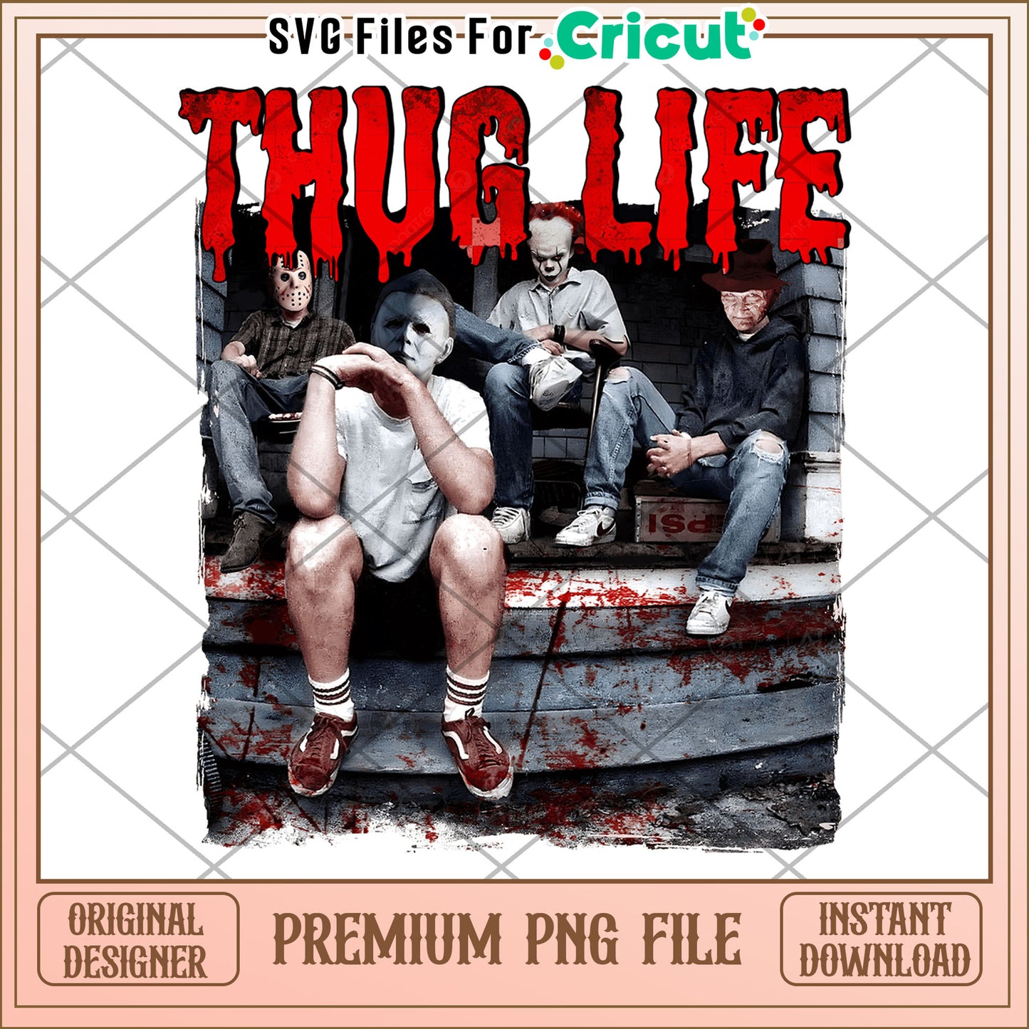 Funny design thug life halloween png, halloween holiday png, horror halloween png