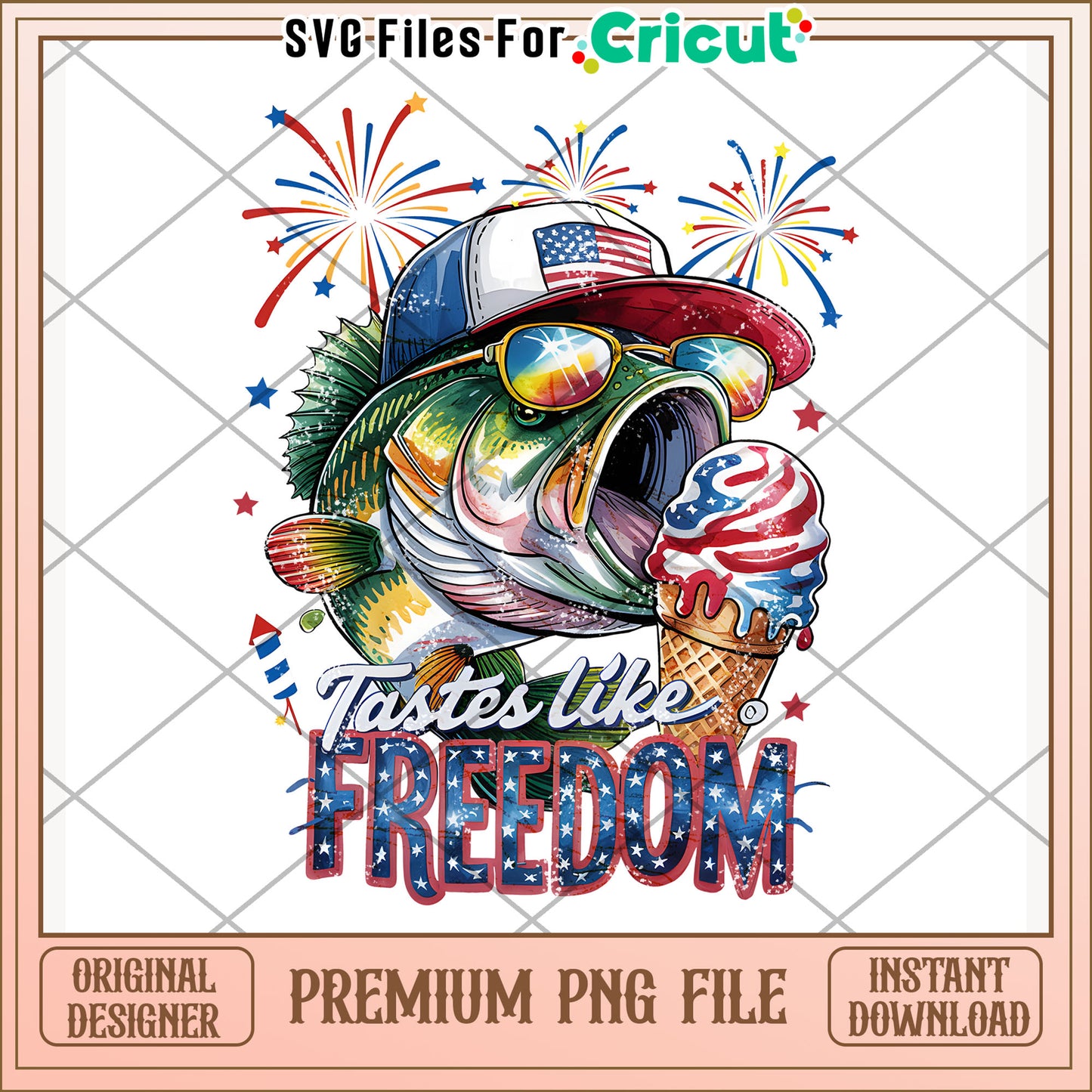 Funny fish tastes like freedom png, america i love png, red white and blue png
