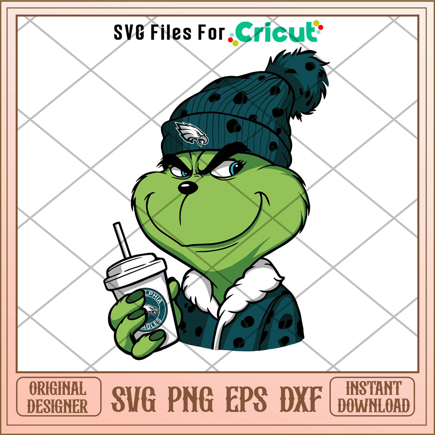Funny grinch philadelphia eagles fans svg, grinch cartoon movie svg