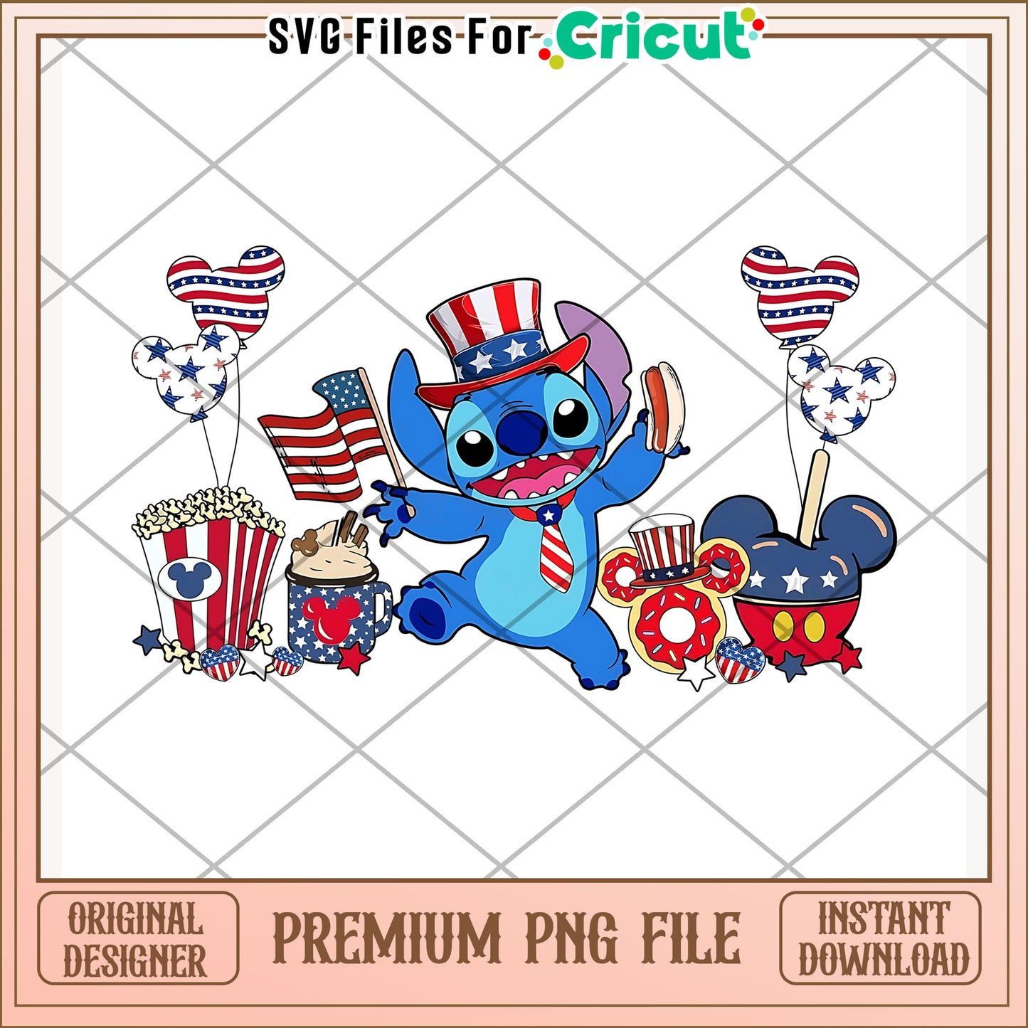 Funny stitch 4th of july design png, disney character png, playful cartoon png
