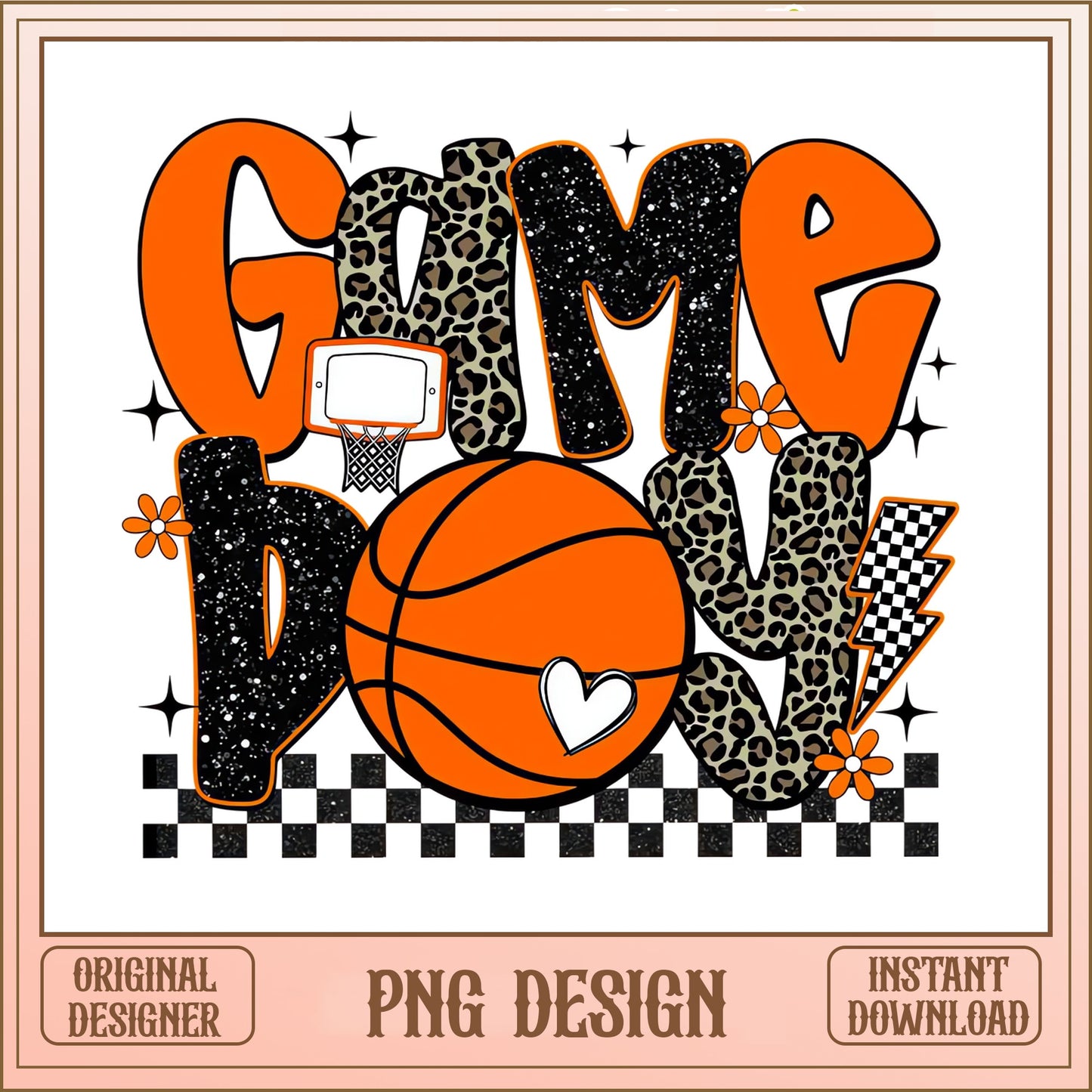 Game Day Basketball PNG, Leopard Basketball Sublimation, Basketball PNG