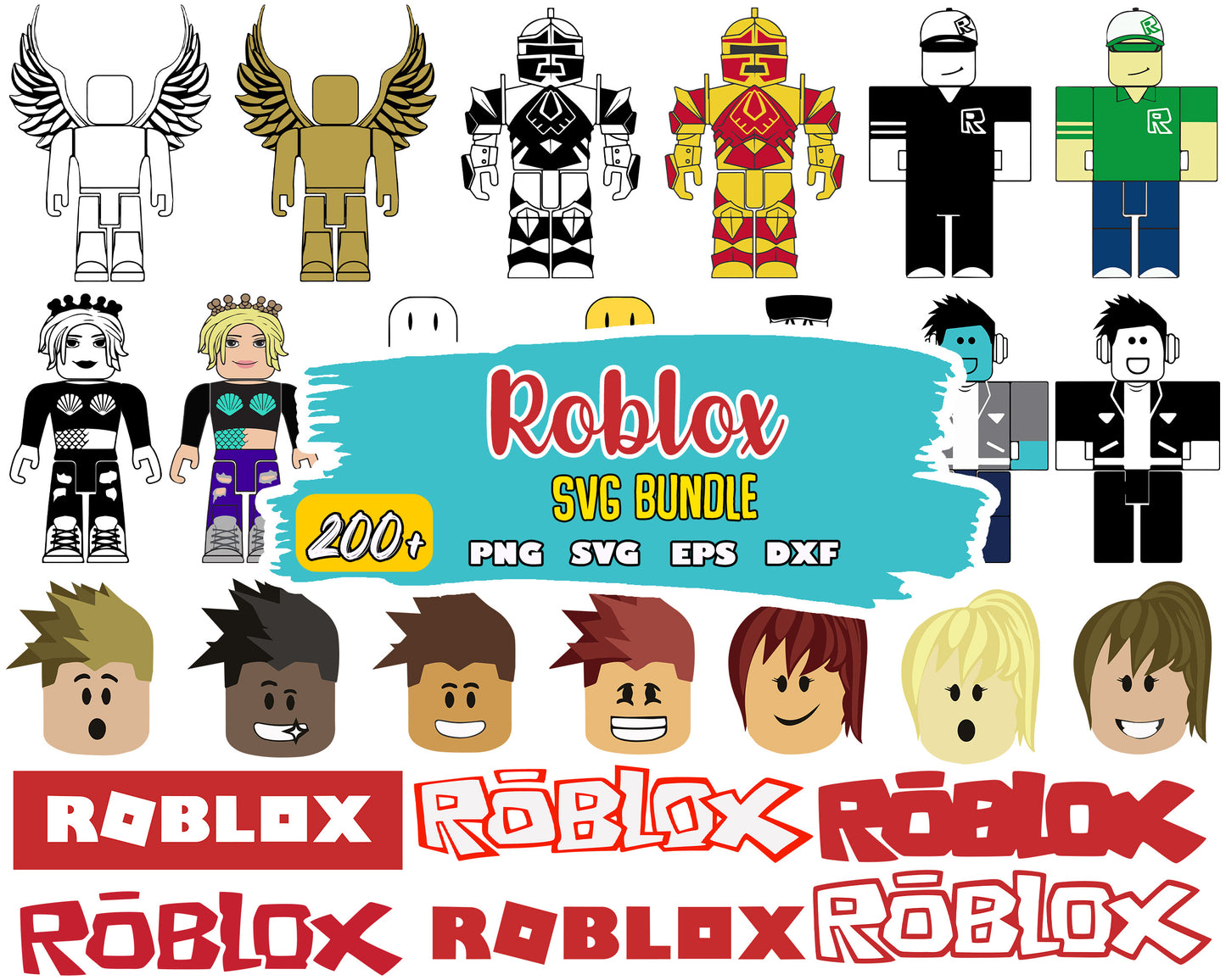 Roblox game logo bundle svg, characters in roblox svg, roblox svg