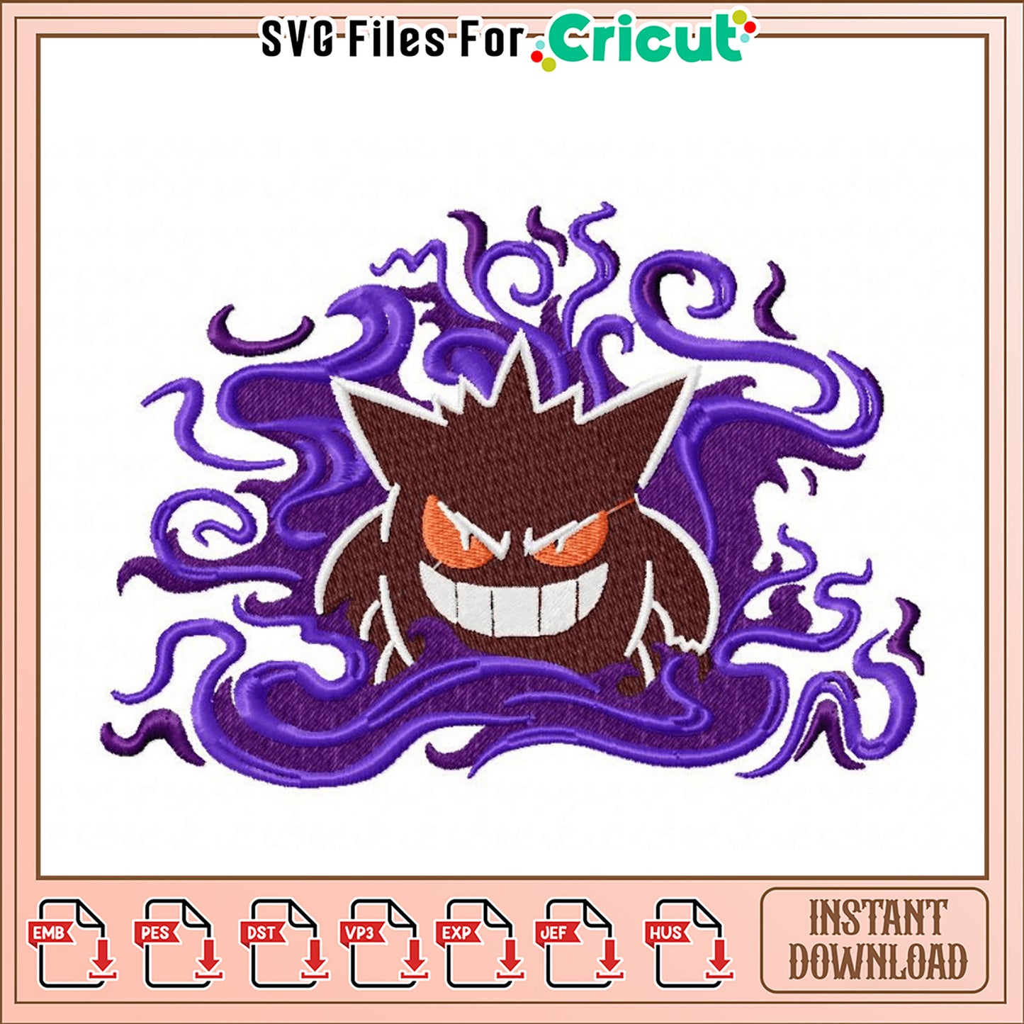 Gengar Embroidery Design Instant Download