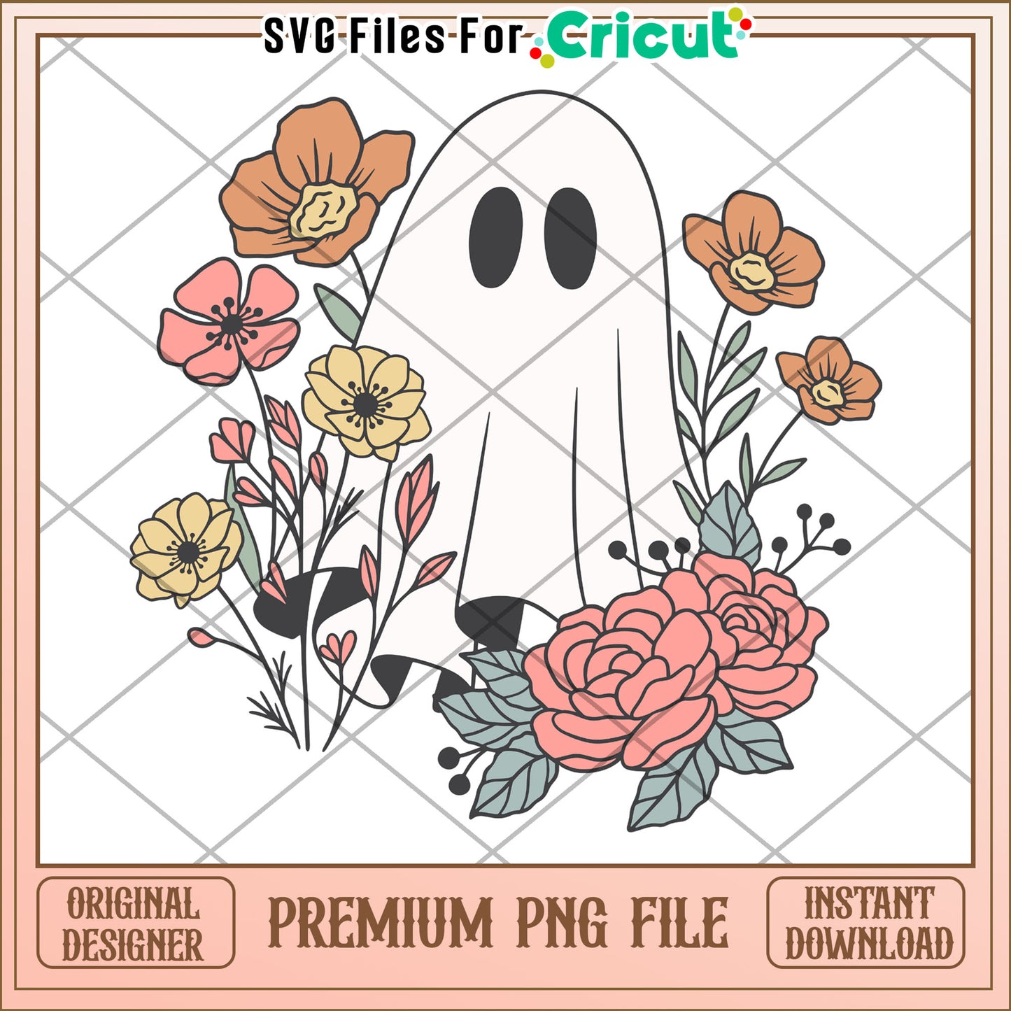 Ghost with flowers png, spirit halloween png, halloween movies png