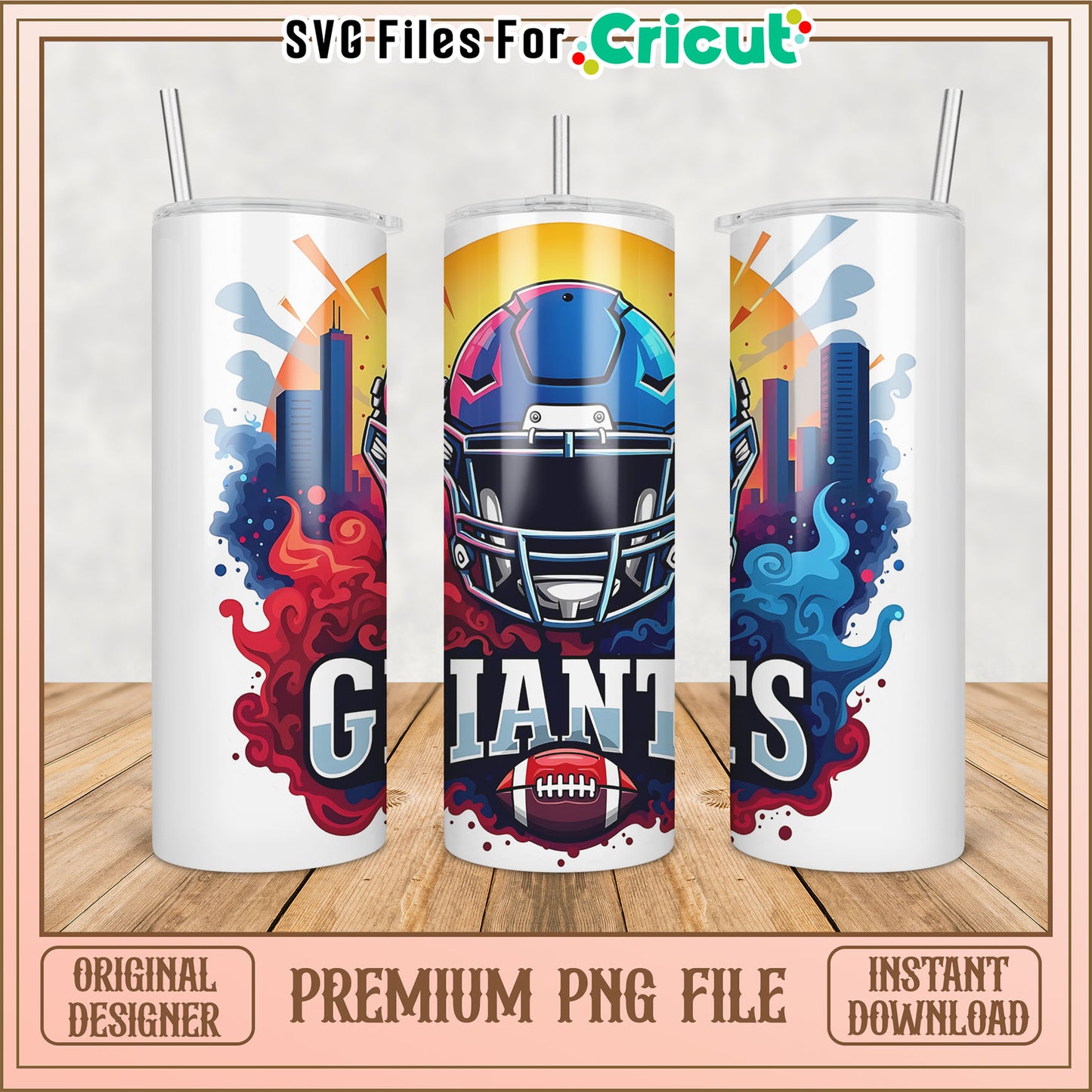 Giants Football Tumbler PNG Design